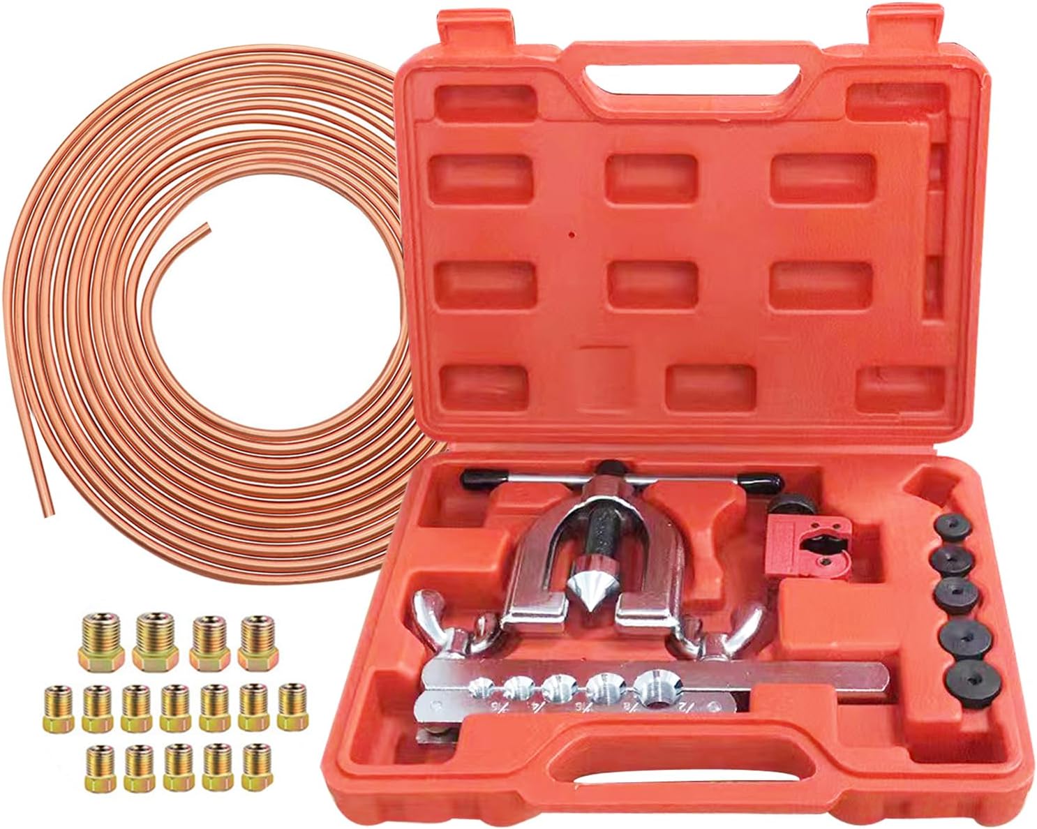 Legines Línea de freno de 25 pies 316 pulgadas + 16 piezas de accesorios de línea de freno+línea de freno Kit de herramientas de doble y simple