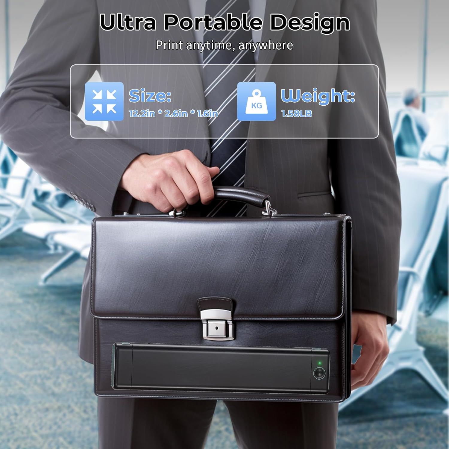 Phomemo Impresora portátil inalámbrica para viajes, impresora térmica M08F para uso doméstico, impresora Bluetooth sin tinta, compatible con papel