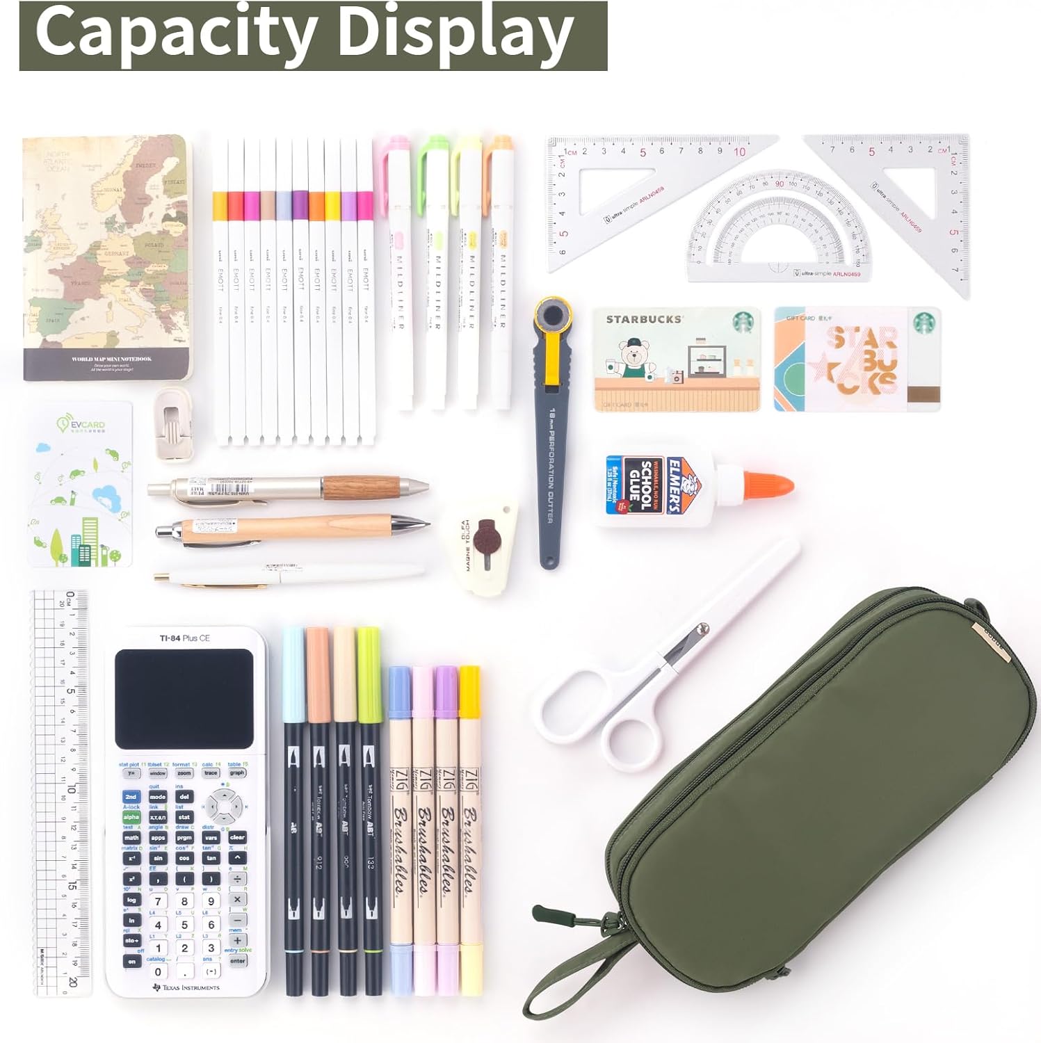EASTHILL Estuche pequeño con asa para bolígrafo, suministros escolares, bolsa suave para adolescentes, color verde