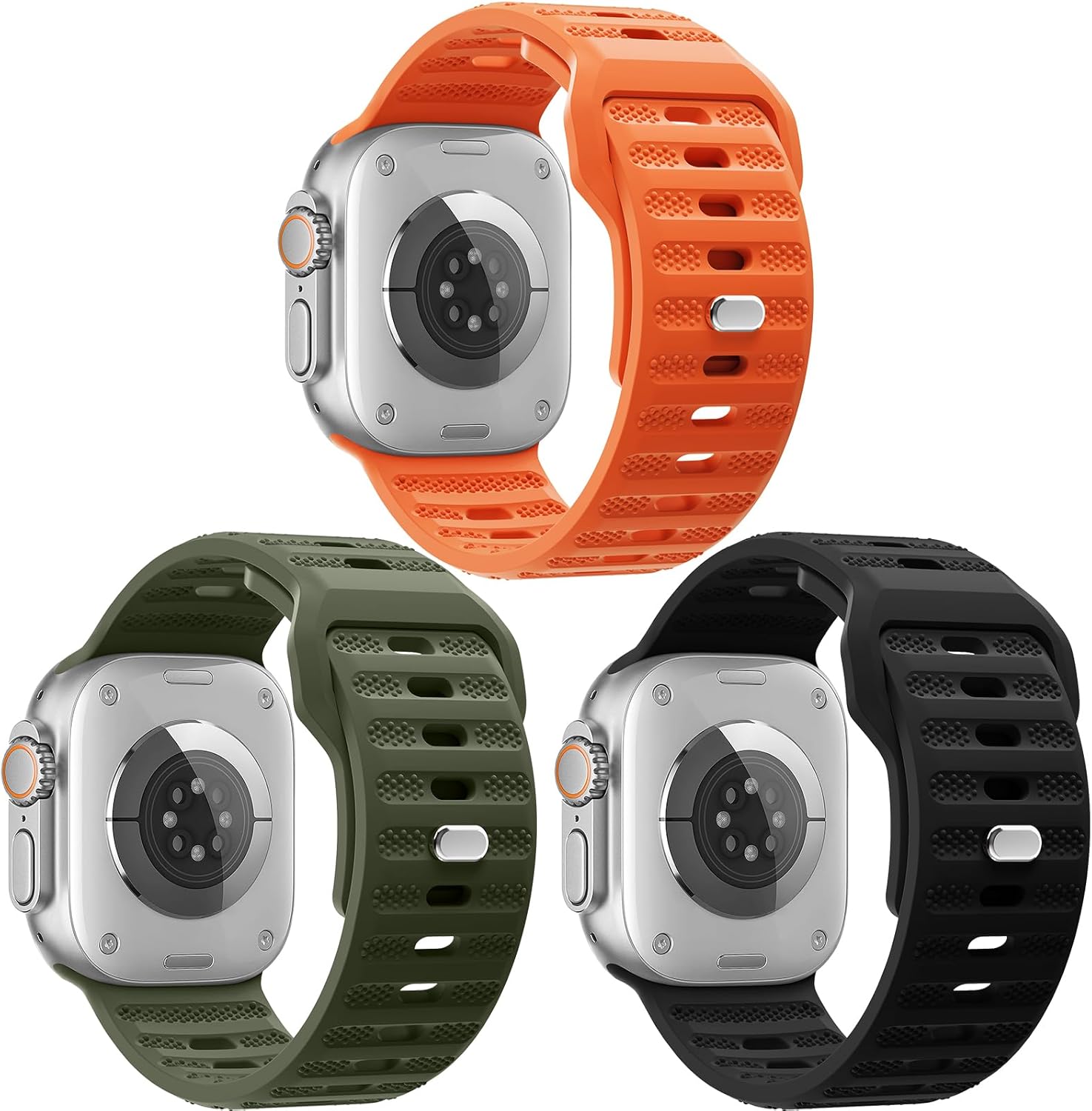 EOMTAM Paquete de 3 correas deportivas de silicona suave de 1.024 in de ancho para hombre, compatibles con Apple Watch Ultra 21 Band 1.929 in 1.772