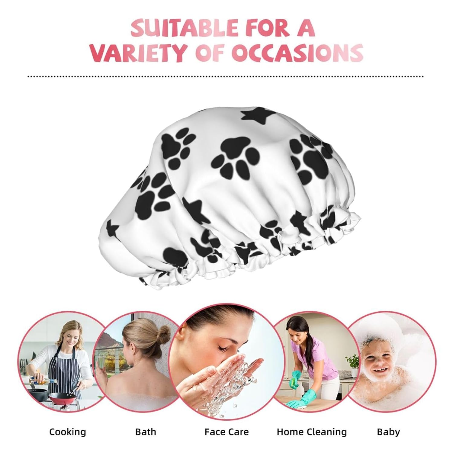 Lindo gorro de ducha impermeable de doble capa para perros, adecuado para todos los tamaños de cabeza