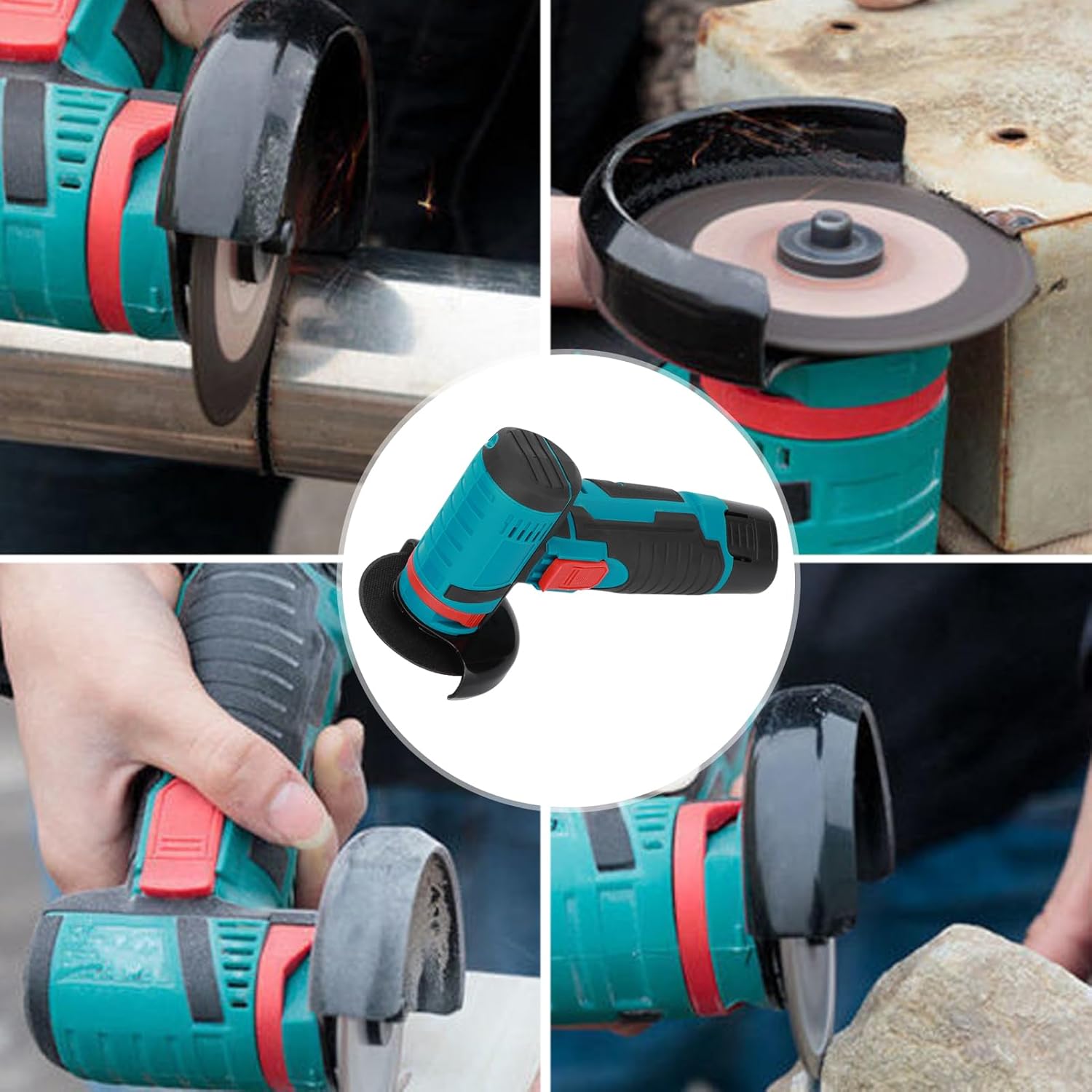 Kit de amoladora angular inalámbrica de 12 V, amoladora angular de 3 pulgadas sin escobillas, herramienta de molienda eléctrica de 19500 rpm, mini
