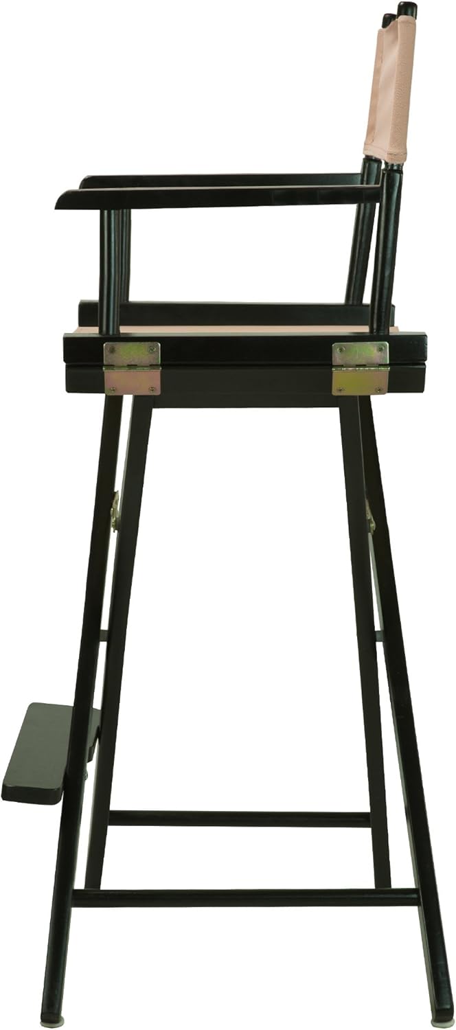 Casual Home – Silla de director de 30in, marco negro, con lienzo color bronceado, altura de barra