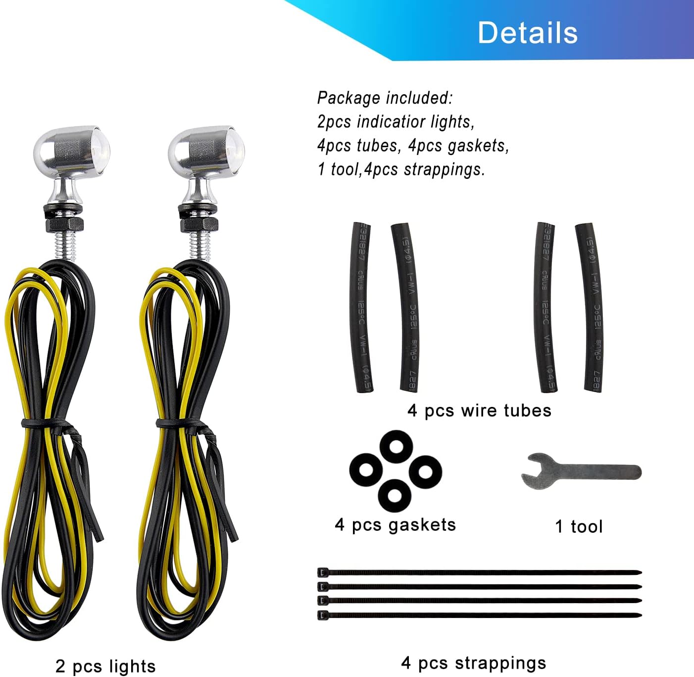 Mini luces LED intermitentes de motocicleta 12V ámbar luces indicadoras M5 Tornillo universal señales de moto Compatible con Harley Honda Kawasaki