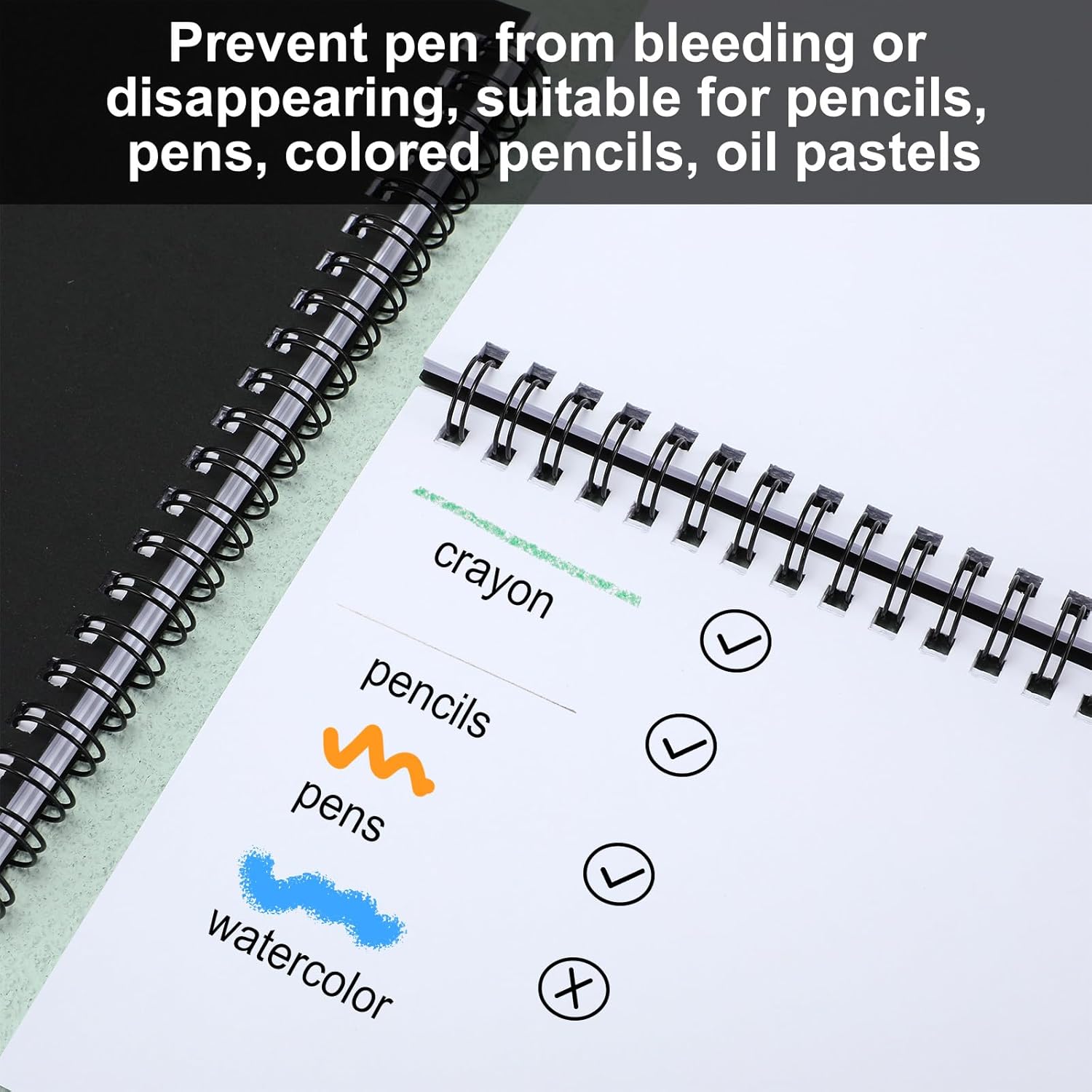 Fulmoon 50 cuadernos de bocetos negros en blanco con espiral sin forro, tapa suave, libro de dibujo de papel kraft a granel para estudiantes,