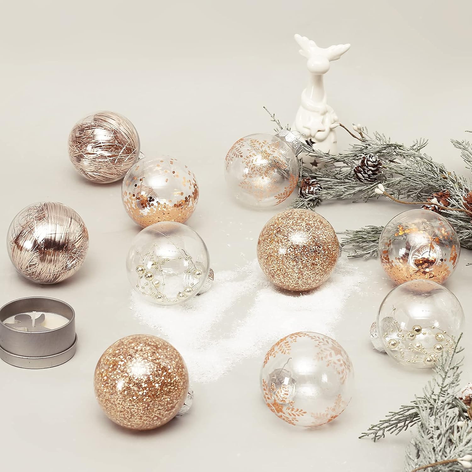 Juego de adornos de Navidad de 2.76 pulgadas, 30 piezas inastillables decorativas colgantes con relleno delicado, bolas de árbol de Navidad