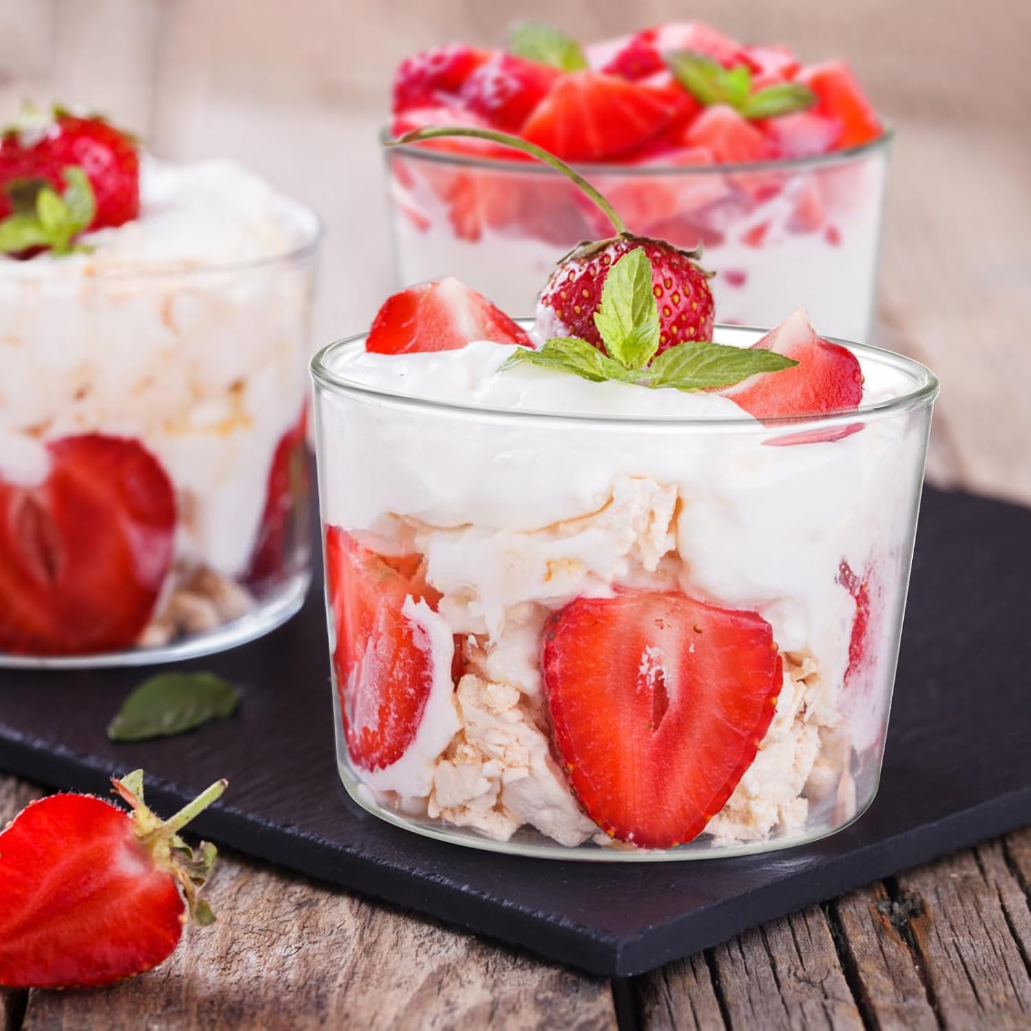 yarlung Paquete de 9 cuencos pequeños de vidrio para postre, taza de crema de 8 onzas, taza de pudín transparente, vasos de degustación, cuencos de