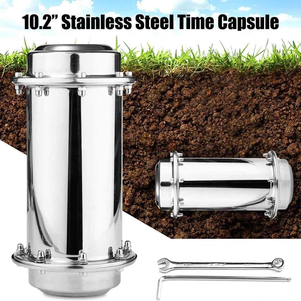 Time Capsule Box – Contenedor impermeable de acero inoxidable anticorrosión con cápsula de bloqueo para futuros regalos de graduación,