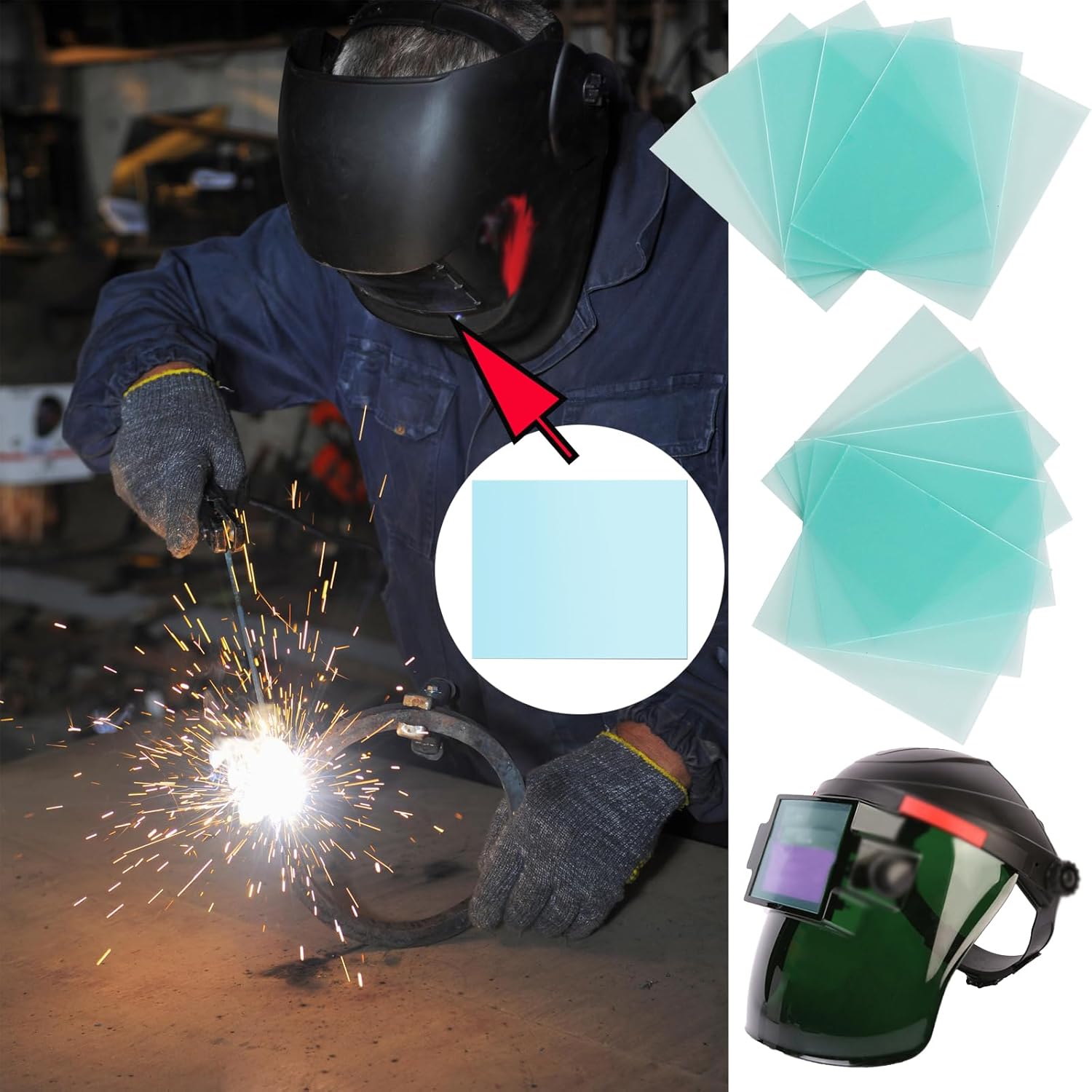 20 lentes de repuesto para lentes de protección de soldadura, 4.5 x 5.25 x 0.04 pulgadas, fundas de lente transparentes para casco de soldadura para