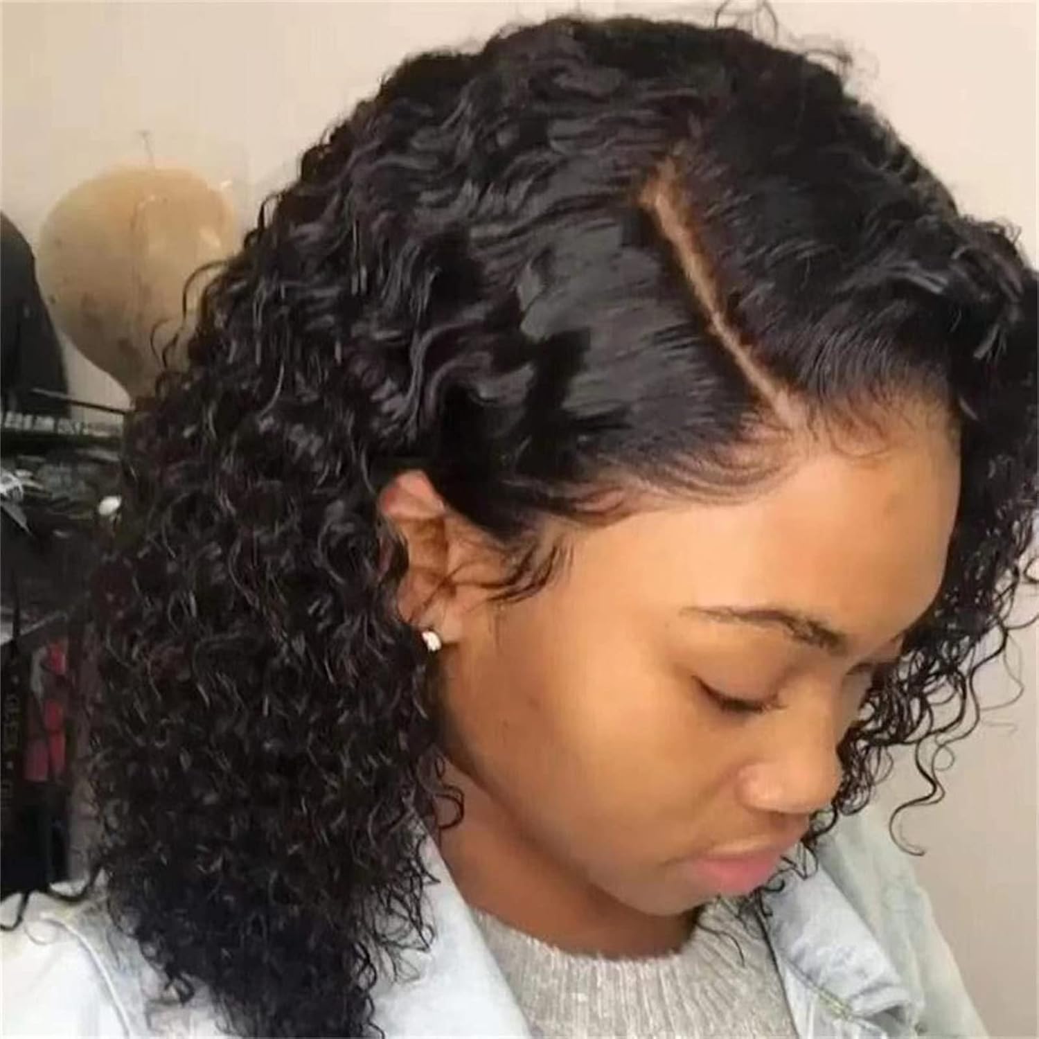 Pelucas de cabello humano con encaje frontal 360 para mujeres negras, pelucas rizadas con abuelitos, pelucas de línea de cabello natural