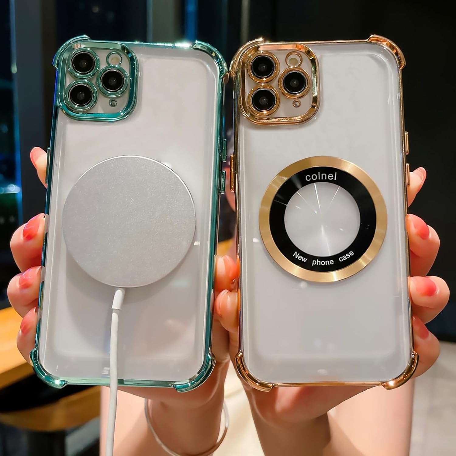 Funda magnética transparente para iPhone 11 Pro Max, protección de lujo brillante en las cuatro esquinas, a prueba de golpes, de grado militar, con