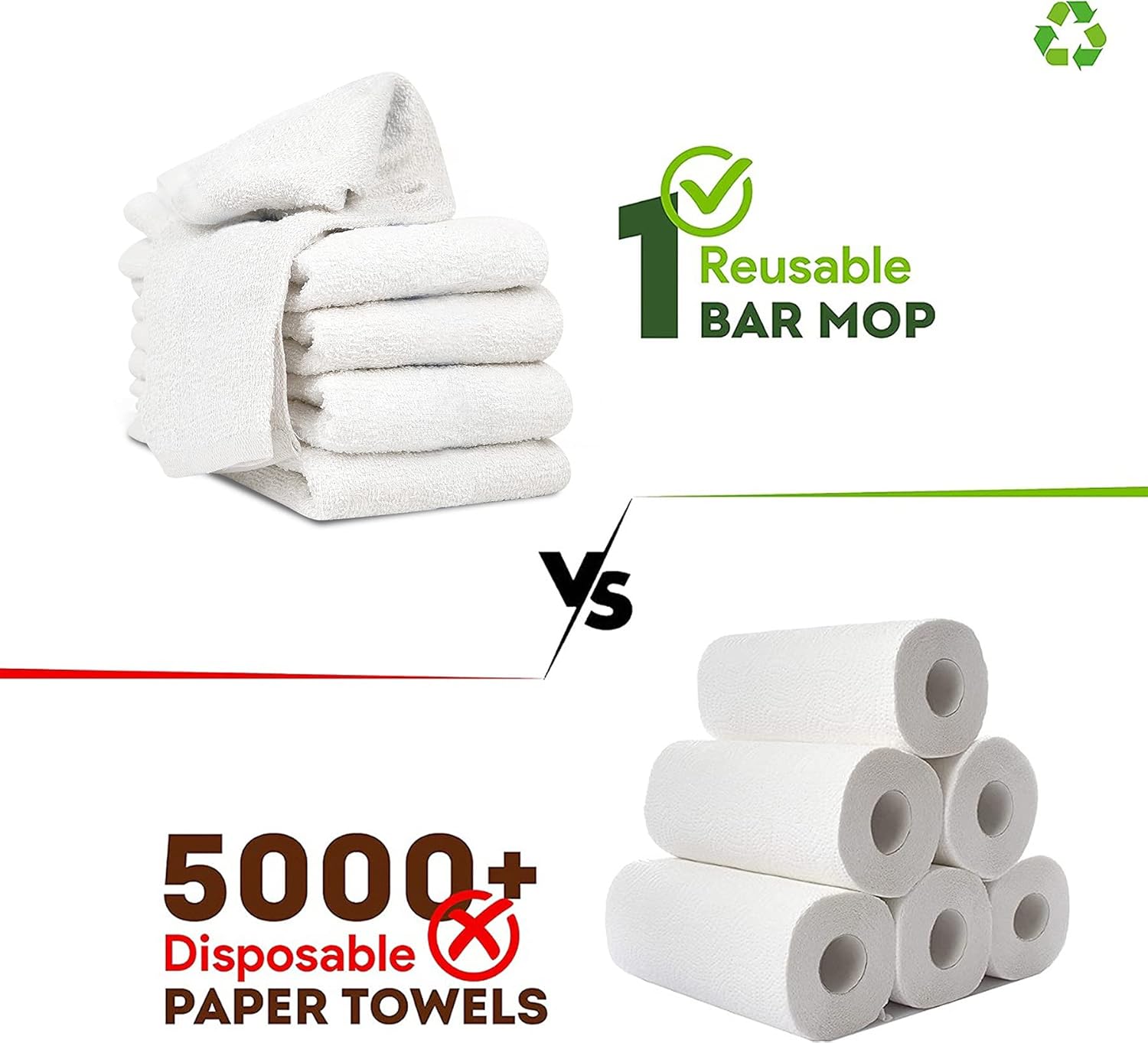 STF Linen Toallas para trapeador de barra de rizo (paquete de 60) de 14 x 17 pulgadas (blanco)  Absorbentes y duraderas, trapos de limpieza