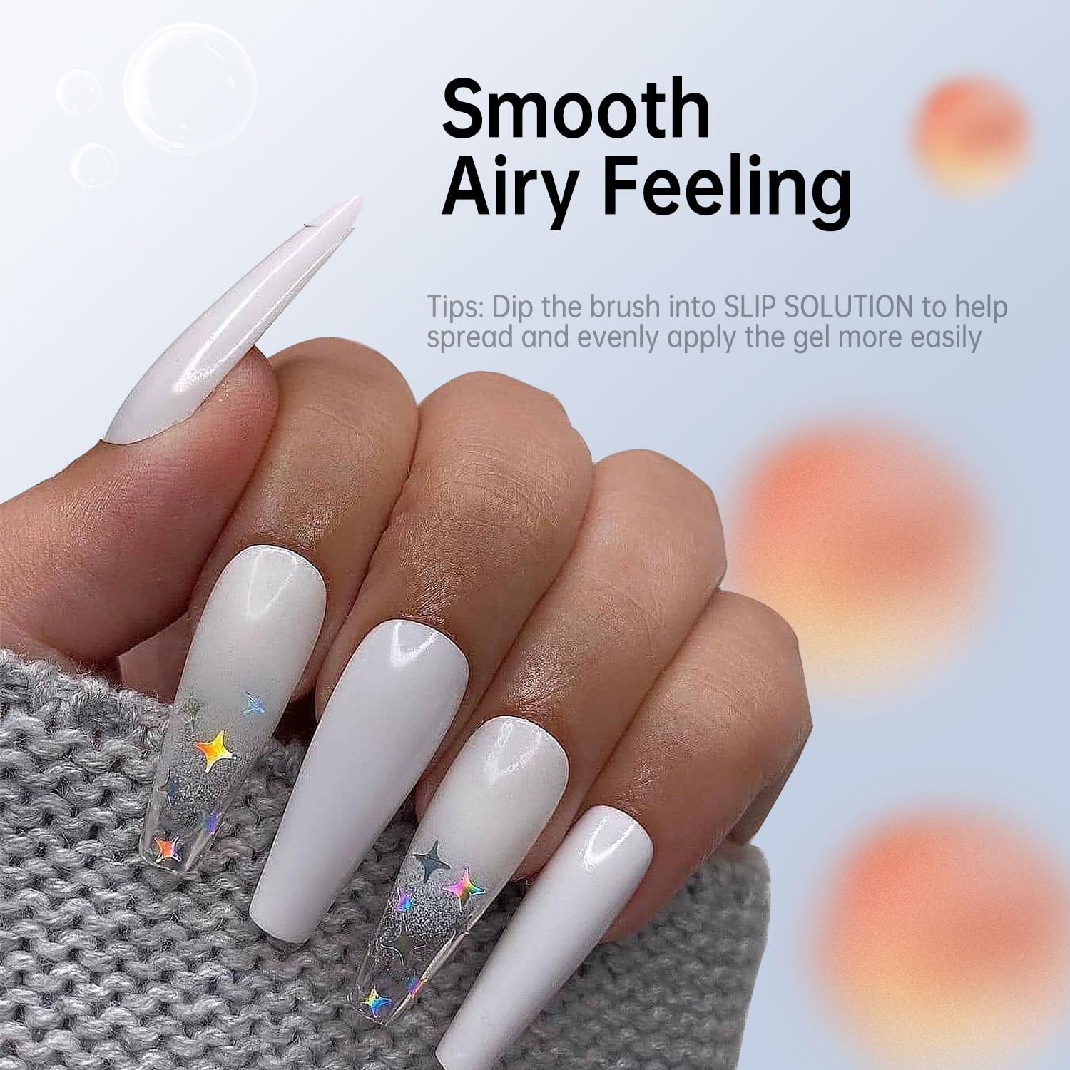 Kit de poligel de uñas de color blanco de 1 onza para uñas de gel de extensión de gel constructor con solución deslizante, espátula, regalo de