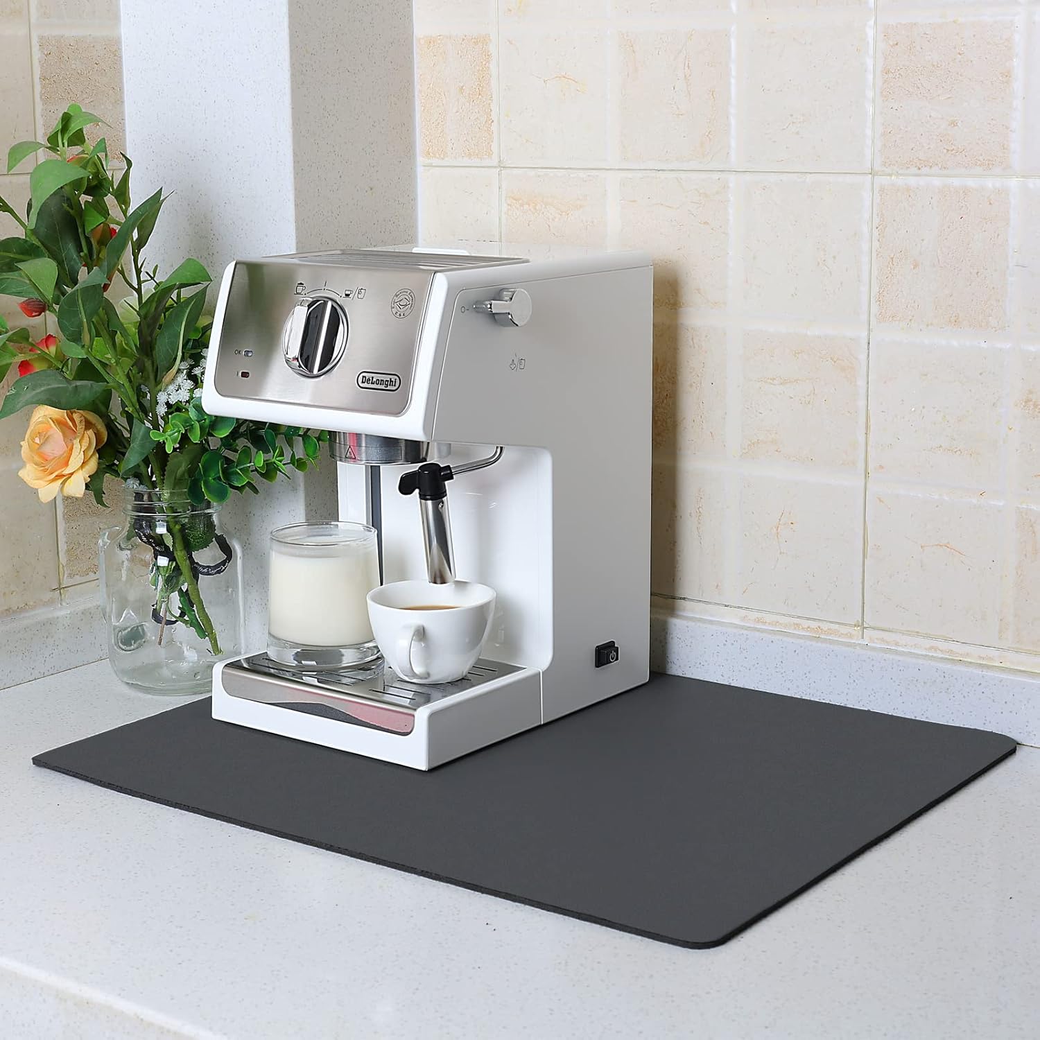 ZLR Tapete de café  Tapete de secado de cocina extra grande absorbente de 16 x 24 pulgadas para platos, tapete de barra de café fácil de limpiar