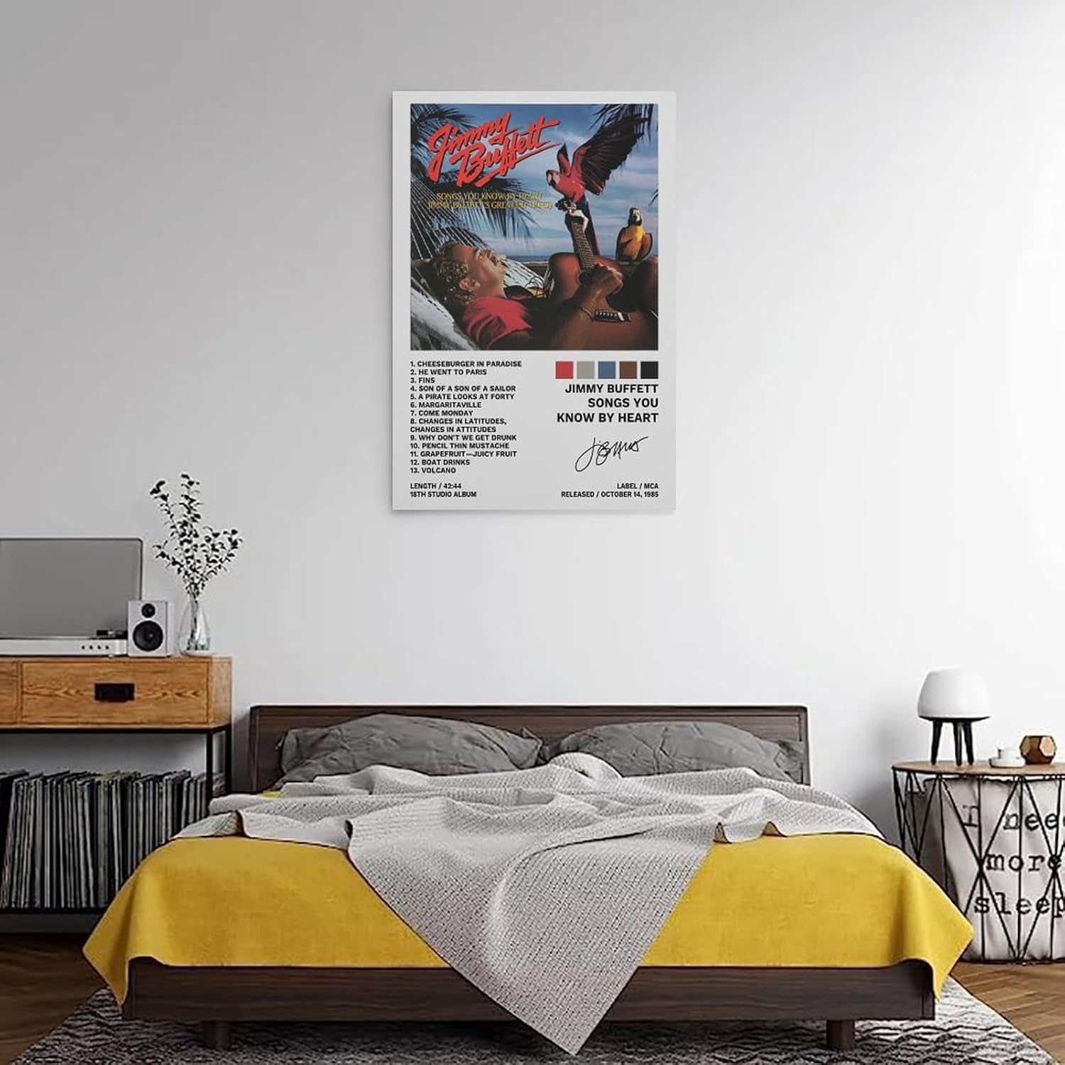 Póster de Jimmy con texto en inglés “Canciones de Buffett You Know by Heart”, pintura decorativa, lienzo, pósteres de pared e impresión artística