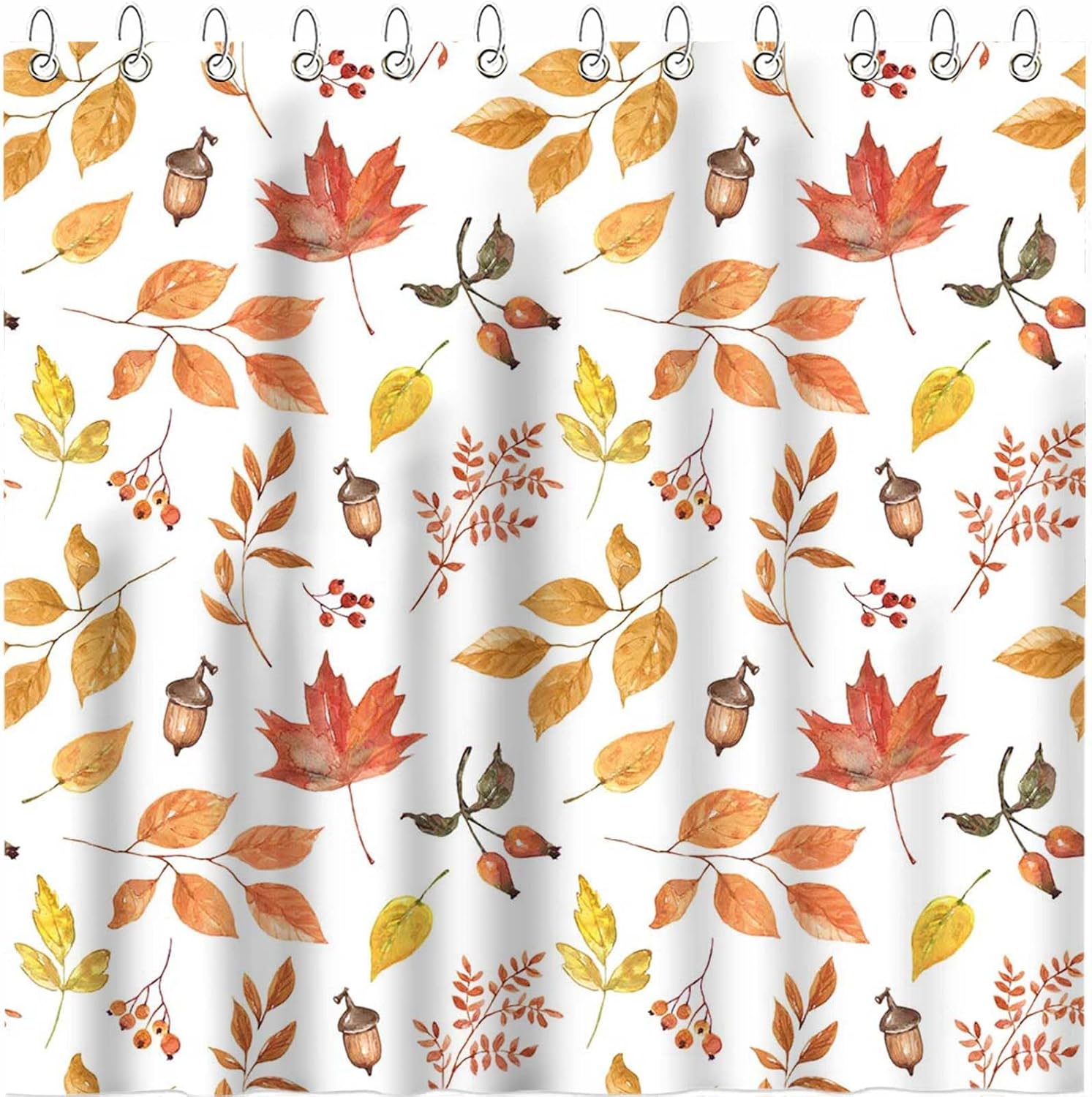 Mocsicka Cortina de ducha con hojas de otoño, cosecha de Acción de Gracias, cortina de ducha botánica de 72 x 72 pulgadas, decoración del hogar,