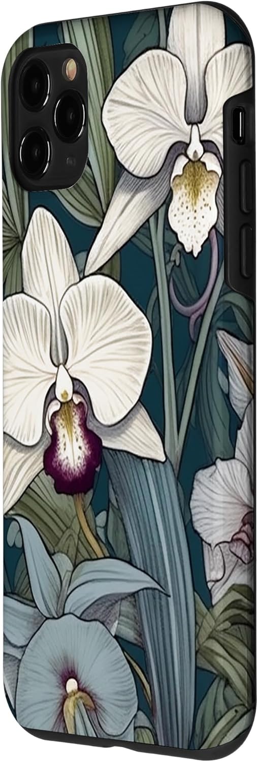 Funda para iPhone 11 Pro con diseño de orquídeas de jardín botáni