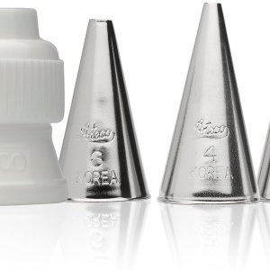 Ateco Juego de tubos de escritura de 380-4 piezas, incluye puntas de acero inoxidable 2, 4, 6 y un acoplador estándar, plata Ateco Juego de tubos de escritura de 380-4 piezas, incluye puntas de acero inoxidable 2, 4, 6 y un acoplador estándar, plata