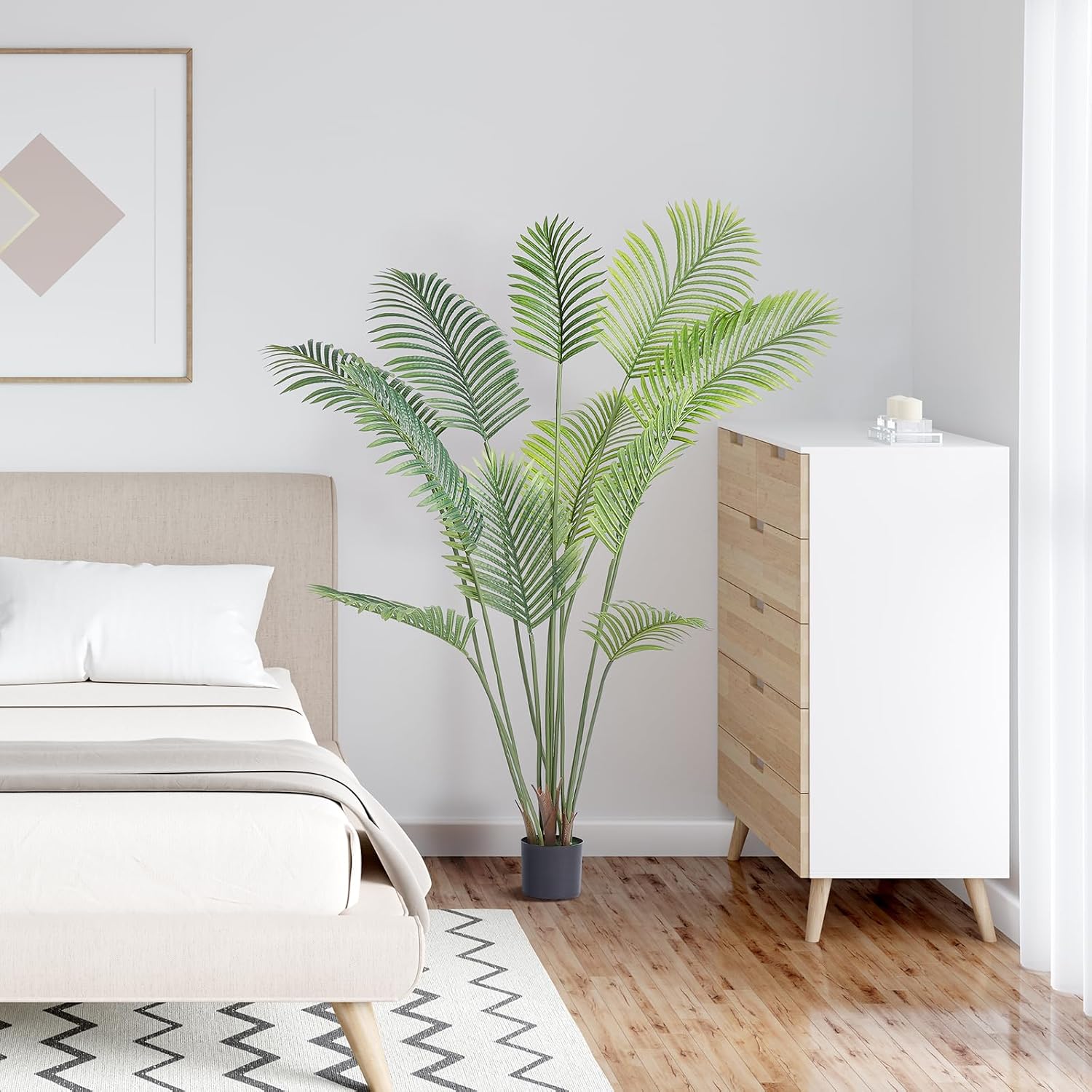 VEVOR Palmera artificial, planta sintética de 6 pies de alto, material de polietileno seguro y protección de inclinación anti-punta, planta de bajo