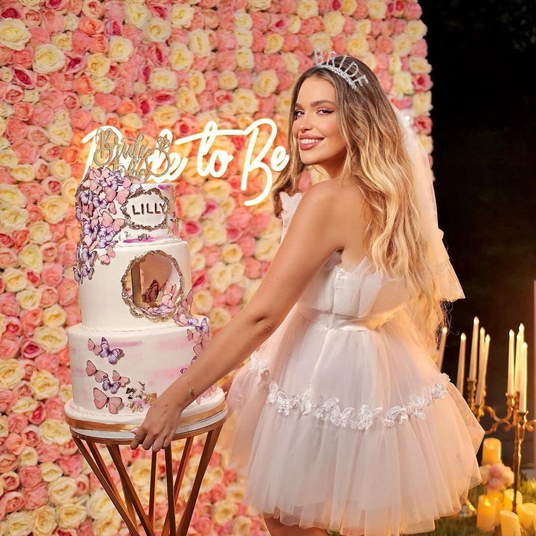 Juego de diademas de novia plateadas y velo de novia blanco con peine y banda plateada para novia, 3 piezas con brillantina, regalos de despedida de