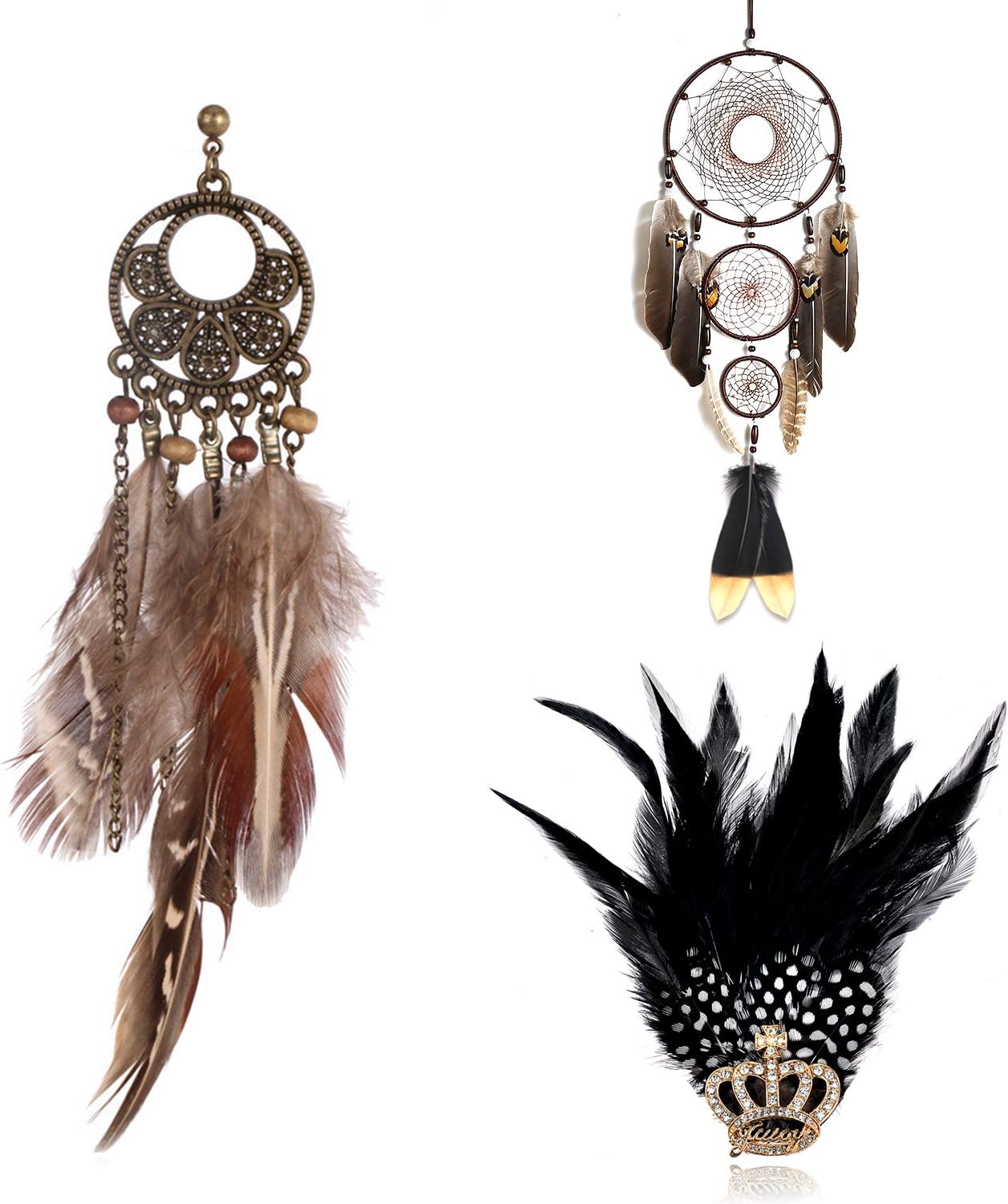 MWOOT 9 estilos surtidos de plumas artesanales (180 unidades), plumas de pollo naturales para bricolaje, aretes, alas, atrapasueños, manualidades,
