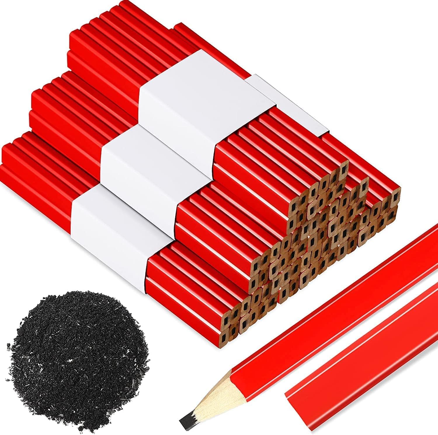 72 lápices de carpintero planos, 6.7 in de plomo de grafito duro medio, lápices de madera natural para constructores