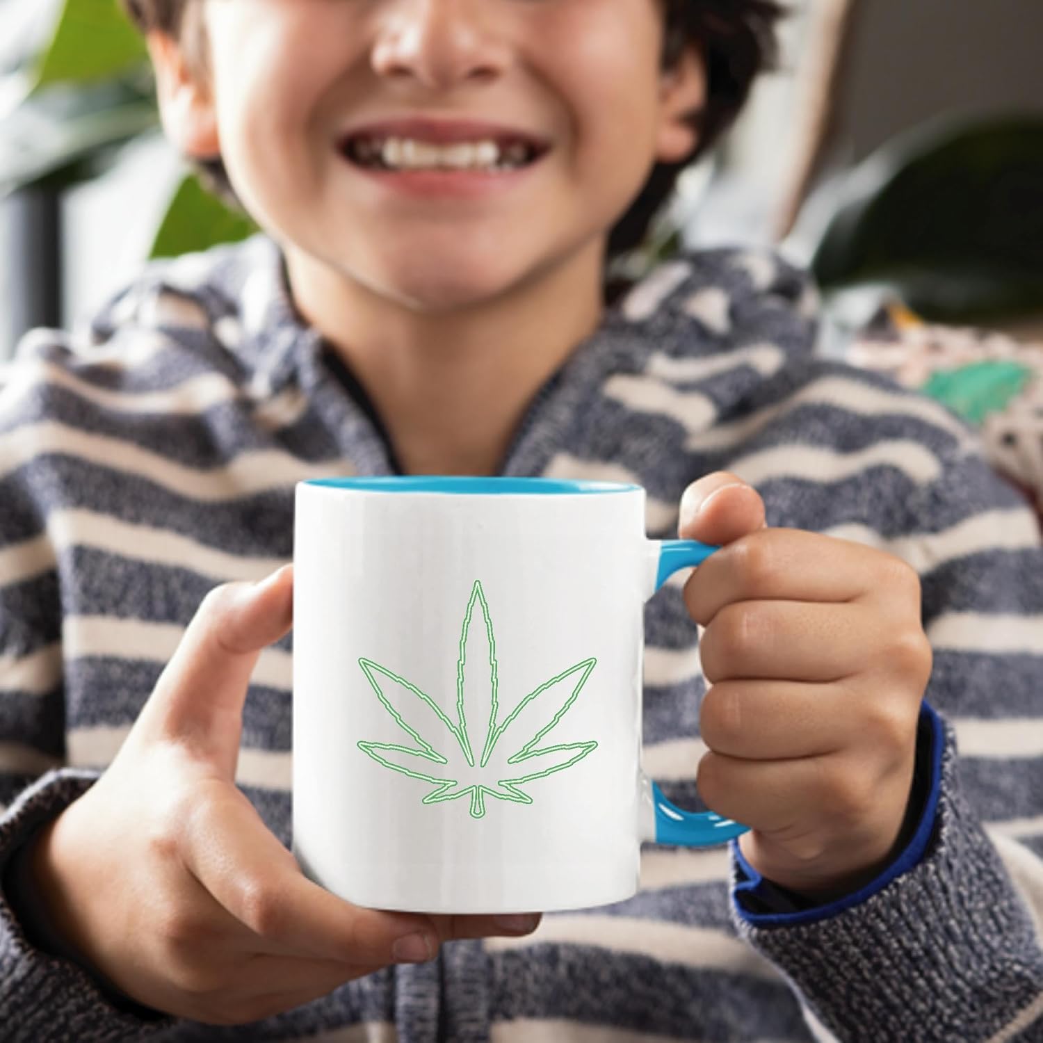 Neon Marihuana Leaf Design Gift for Cannabis Lovers Sweas 11oz 15oz Inner Color Accent Mug