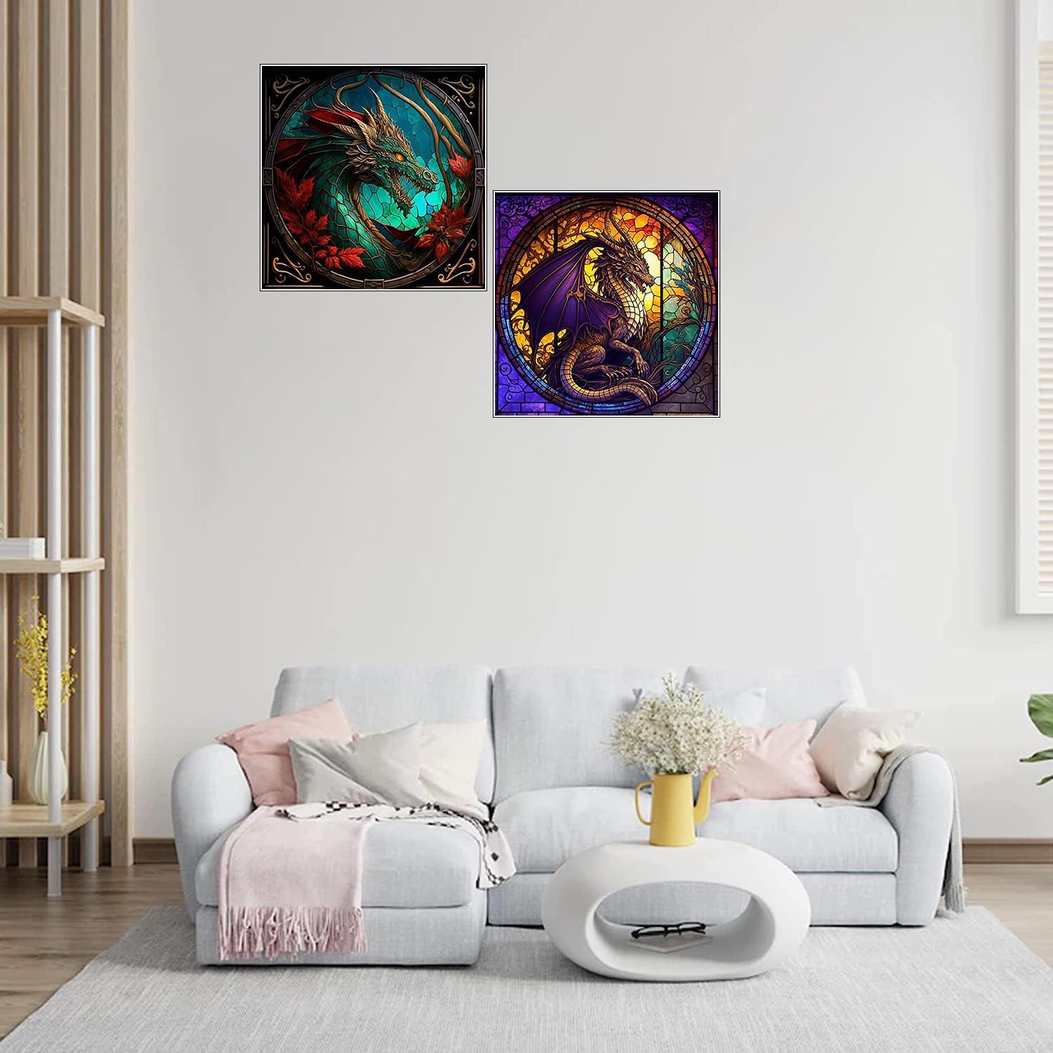RYMILIE Kits de pintura de diamantes para adultos, paquete de 4 piezas de arte de diamantes 5D de dragón para bricolaje, pinturas de puntos de