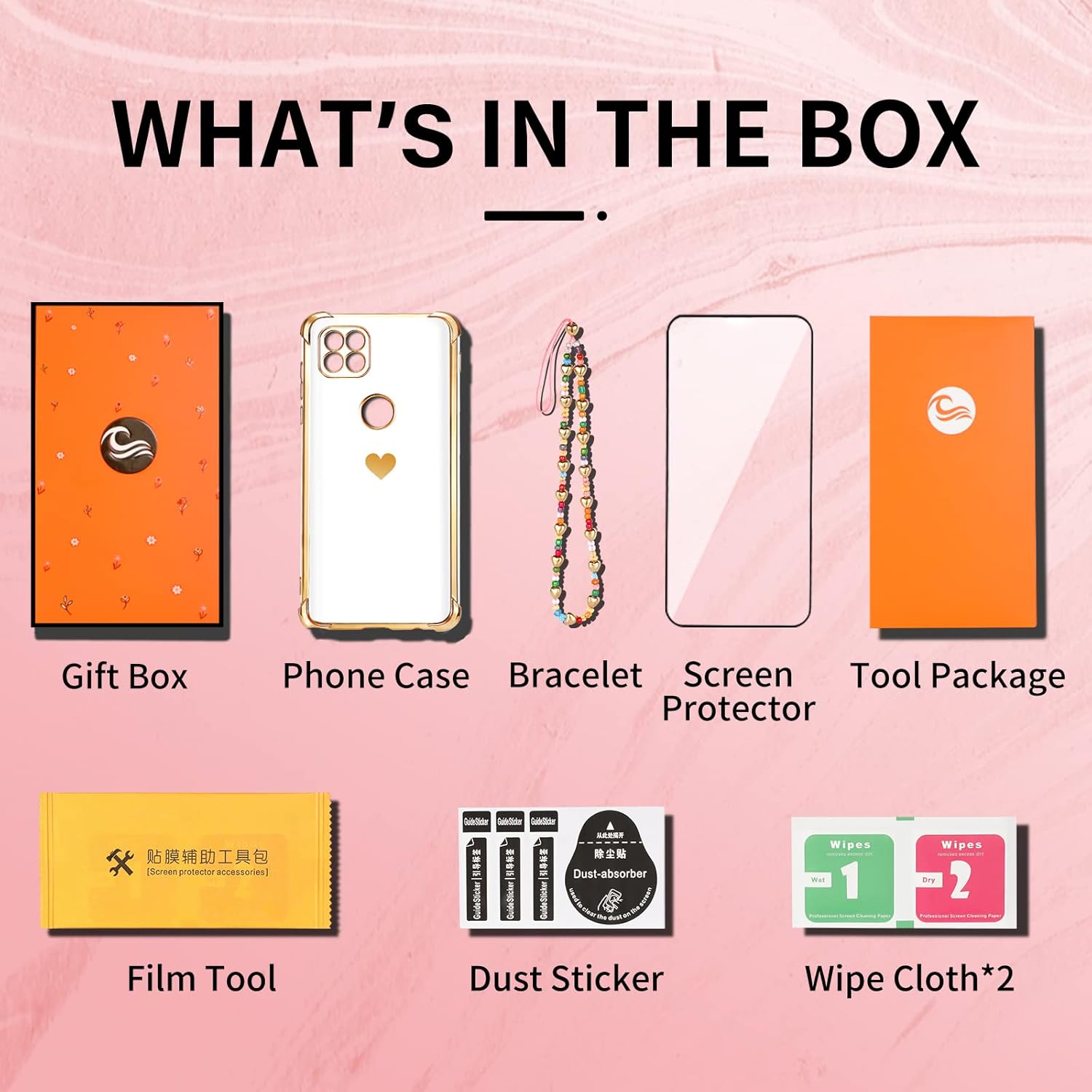 Shorogyt Funda para teléfono Motorola One 5G Ace 2021 (también para una funda de 5G UW Ace), fundas de chapado en oro con patrón de corazones de