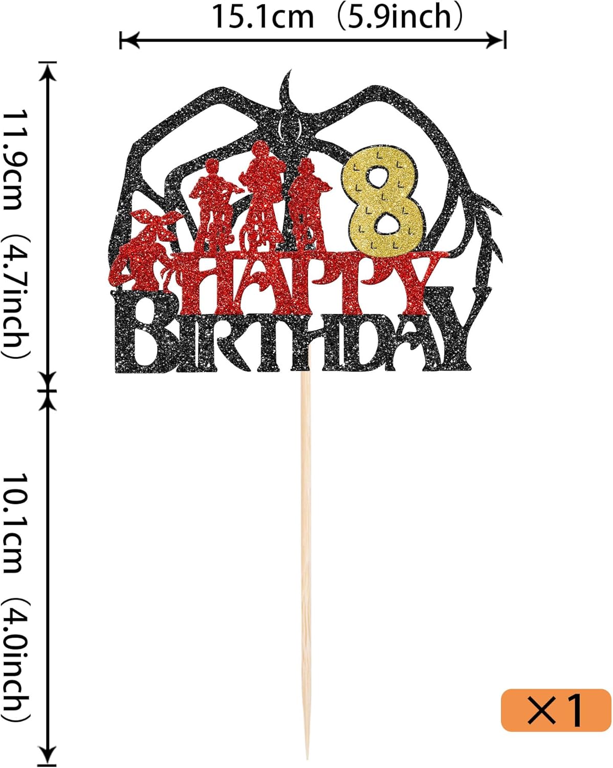 1 paquete de decoración para tarta de cumpleaños de 8 años con purpurina para programas de televisión con temática de 8. cumpleaños para animar a