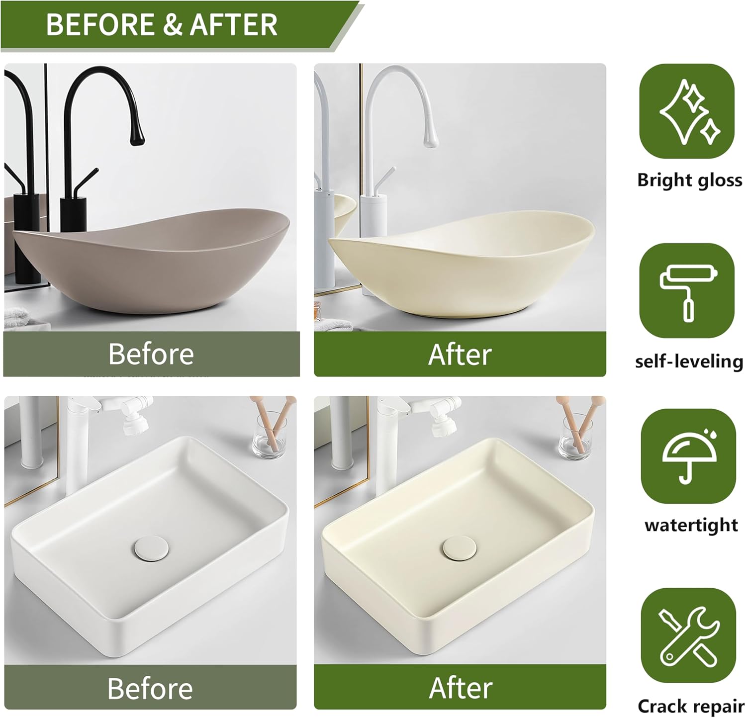 ShangTianFeng Kit de acabado de pintura para azulejos (blanco vainilla35 onzas), fácil de usar, pintura para bañera, lavabo, cocina, encimera, bajo