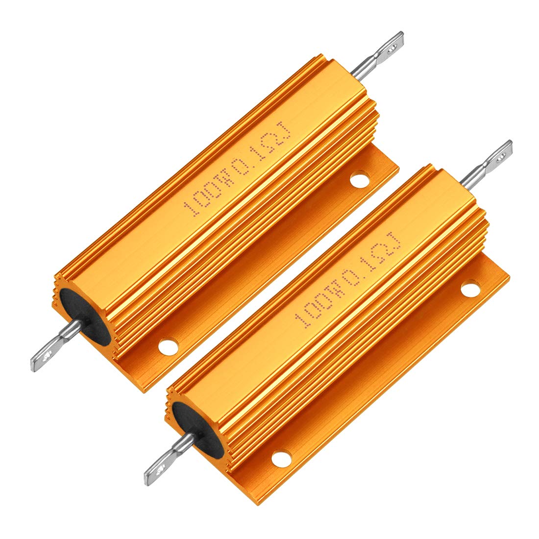 uxcell 2pcs aluminio caso resistor 100W 0.1 ohmios bobinado amarillo para LED reemplazo convertidor 100W 0.1RJ