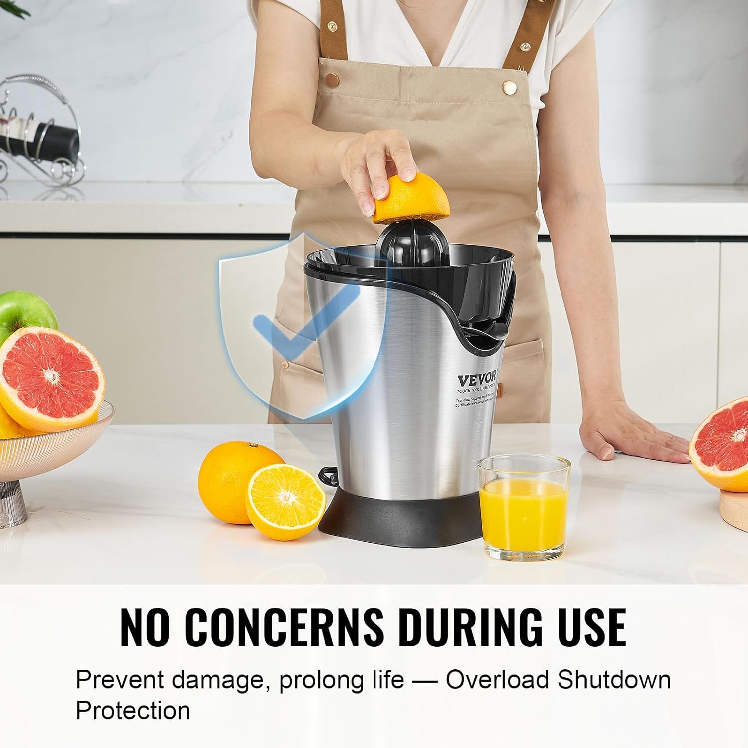 VEVOR Exprimidor eléctrico de cítricos, uno para todos los exprimidores de jugo de naranja de acero inoxidable, extractor de jugo de naranja fácil