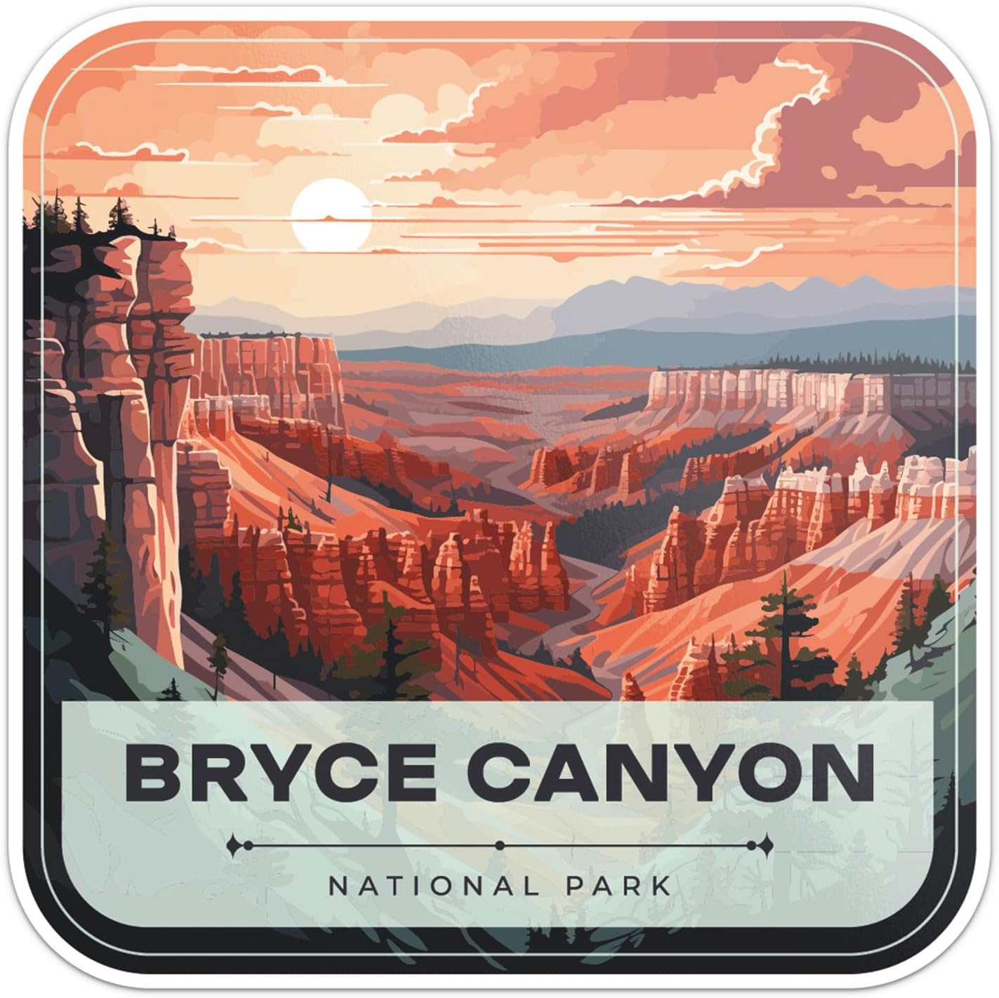 Bryce Canyon National Park – Calcomanía de vinilo impermeable para parachoques de automóvil, laptop, botella de agua, pared y ventana, tamaño – 5