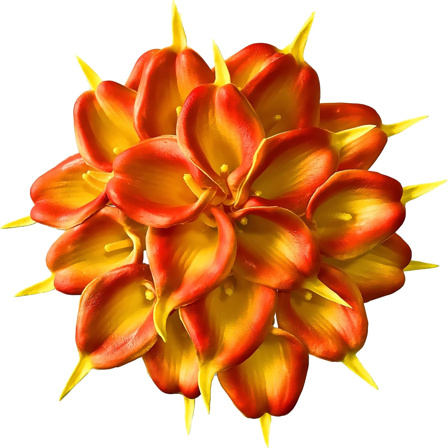 UKELER 20 flores artificiales a granel de color naranja y amarillo falsas para decoración del hogar, cocina, oficina, fiesta, boda, arreglo floral