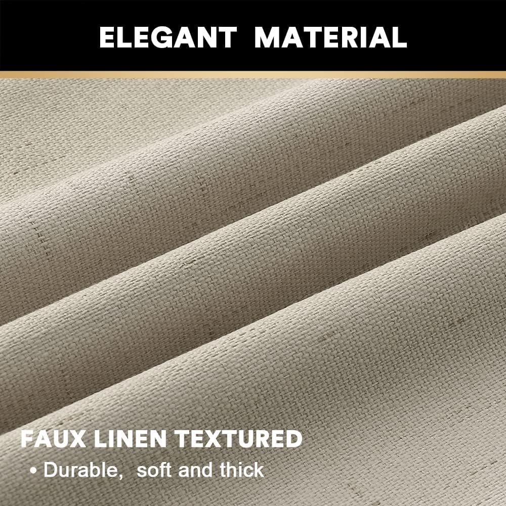 PrinceDeco Cortinas 100% opacas para dormitoriosala de estar, cortinas opacas de lino de 96 pulgadas de largo, cortinas de tratamiento de ventanas