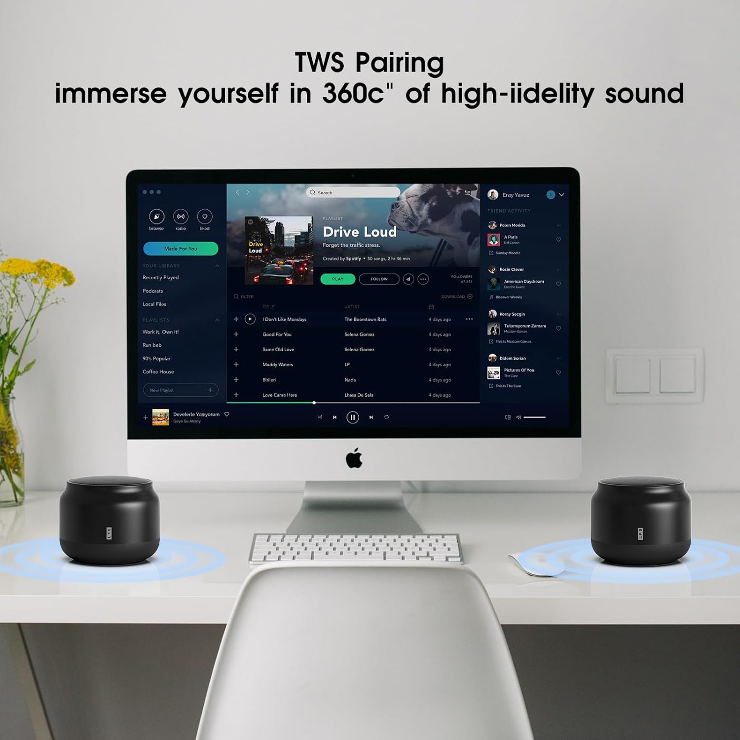 LFS Altavoz Bluetooth portátil, pequeño altavoz Bluetooth, reproducción ultra larga de 15 horas, emparejamiento TWS, adecuado para el hogar,