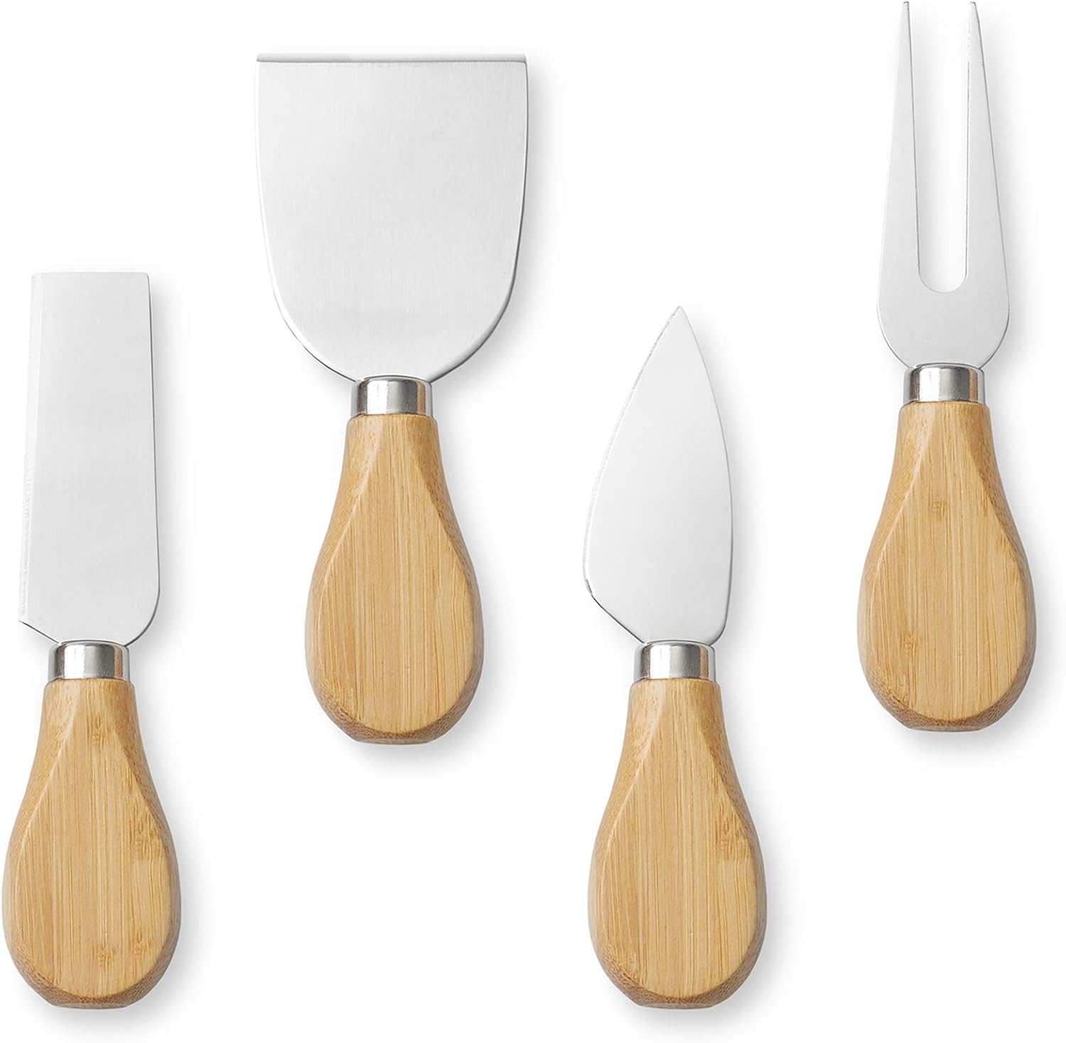 Casafield Juego de regalo de tablero de queso de bambú orgánico y cuchillo, bandeja de madera para charcutería, para carne, frutas, galletas con 2