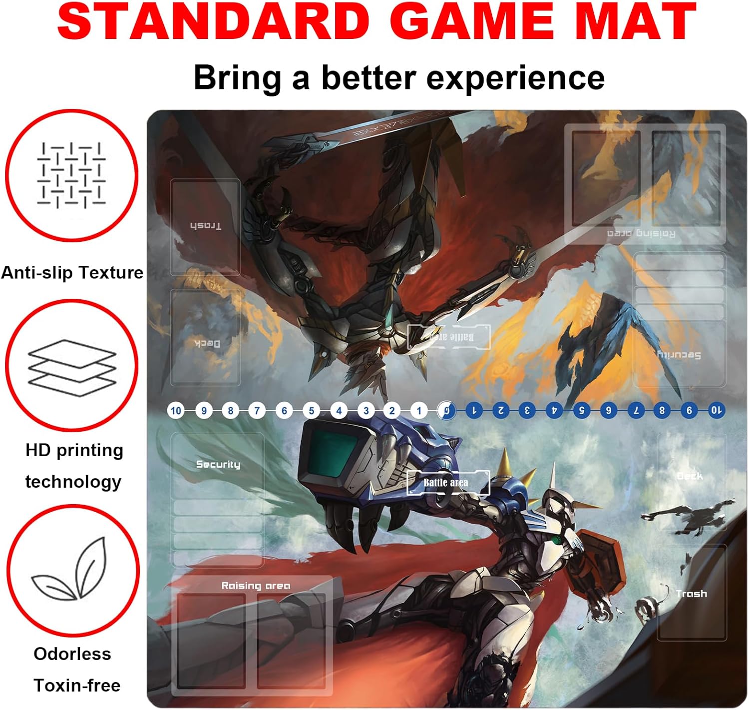 DTCG tapete de juego para Digimon Playmat de 2 jugadores, tapete de competencia de juegos, tapete de carpeta de tarjetas de 23.6 x 23.6 pulgadas (1)