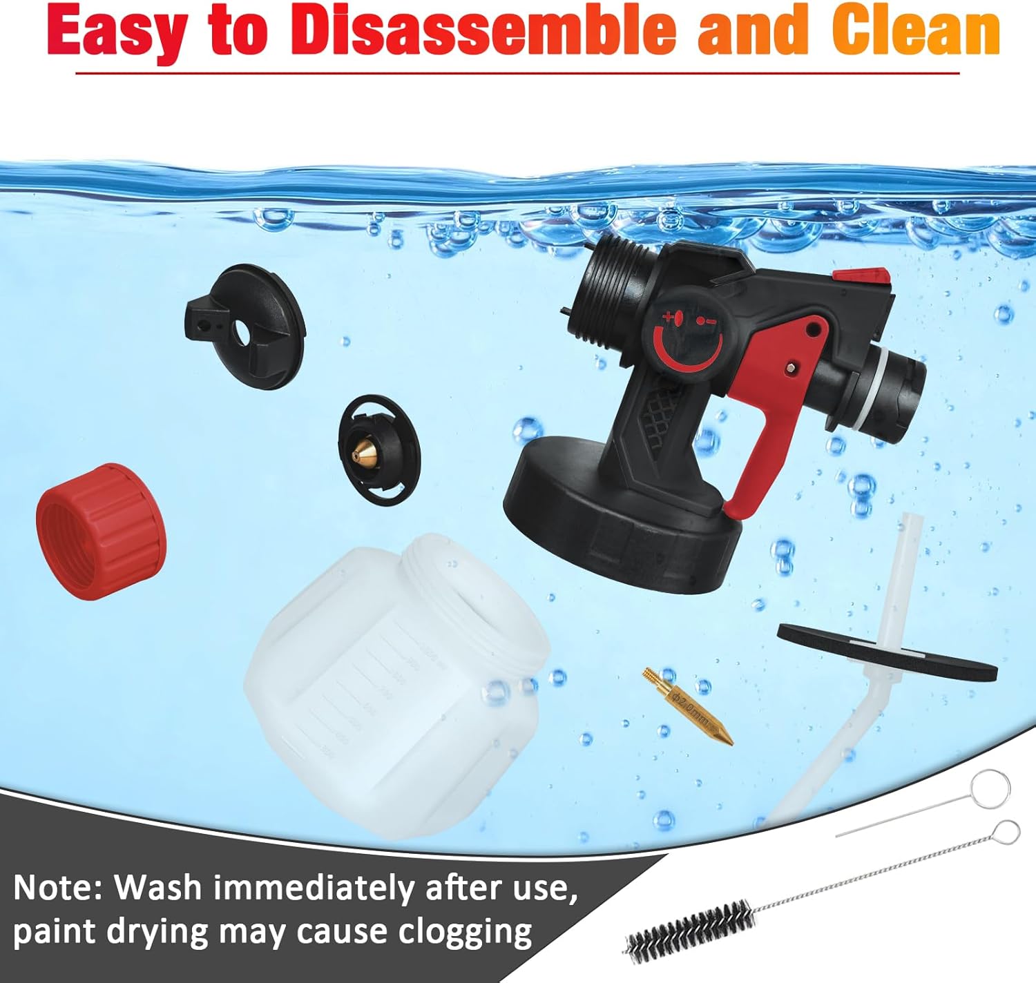 Pulverizador de pintura, pistola de pulverización HVLP de 700 W con 6 boquillas y 3 patrones, pulverizadores de pintura para interiores y exteriores