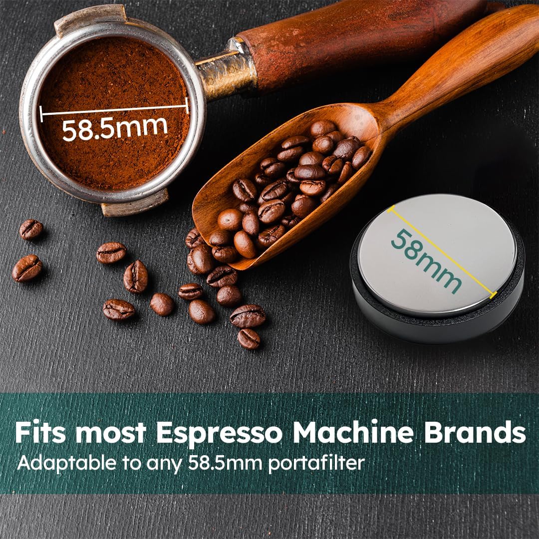 Espresso Tamper 2.283 in, distribuidor profesional de café y manipulador de mano, profundidad ajustable para todos los portafiltros de espresso de