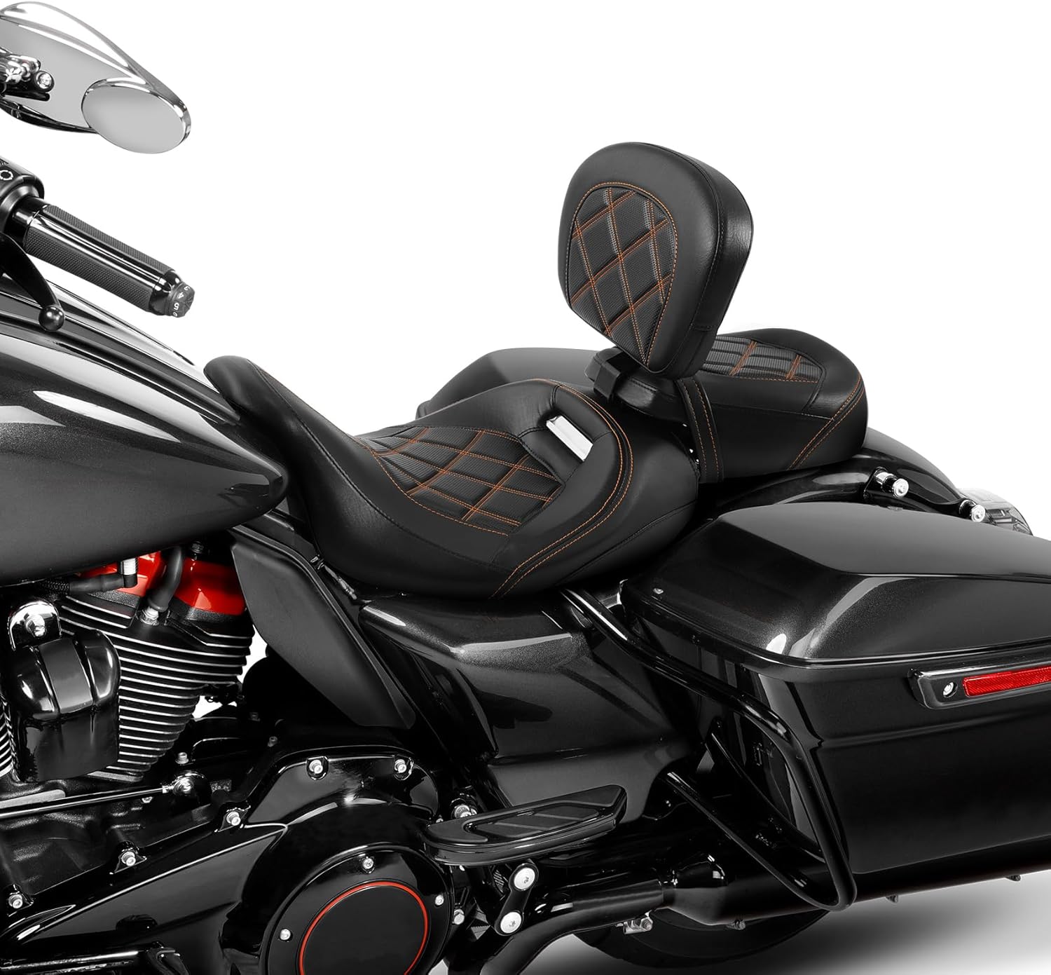 TCT-MOTORPARTS Asiento de pasajero de perfil bajo con almohadilla para respaldo de conductor para Harley Tour Pak Touring Road King 2009-2023