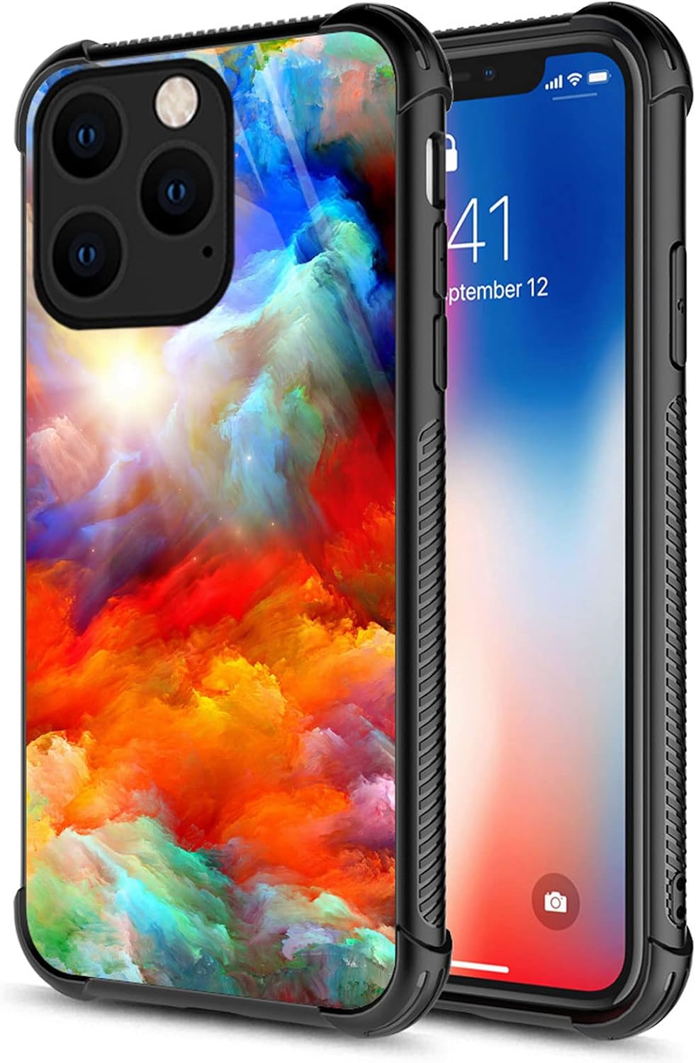CARLOCA Funda compatible con iPhone 14, diseño gráfico de identidad colorida de nubes irreales, a prueba de golpes, antiarañazos, para iPhone 14