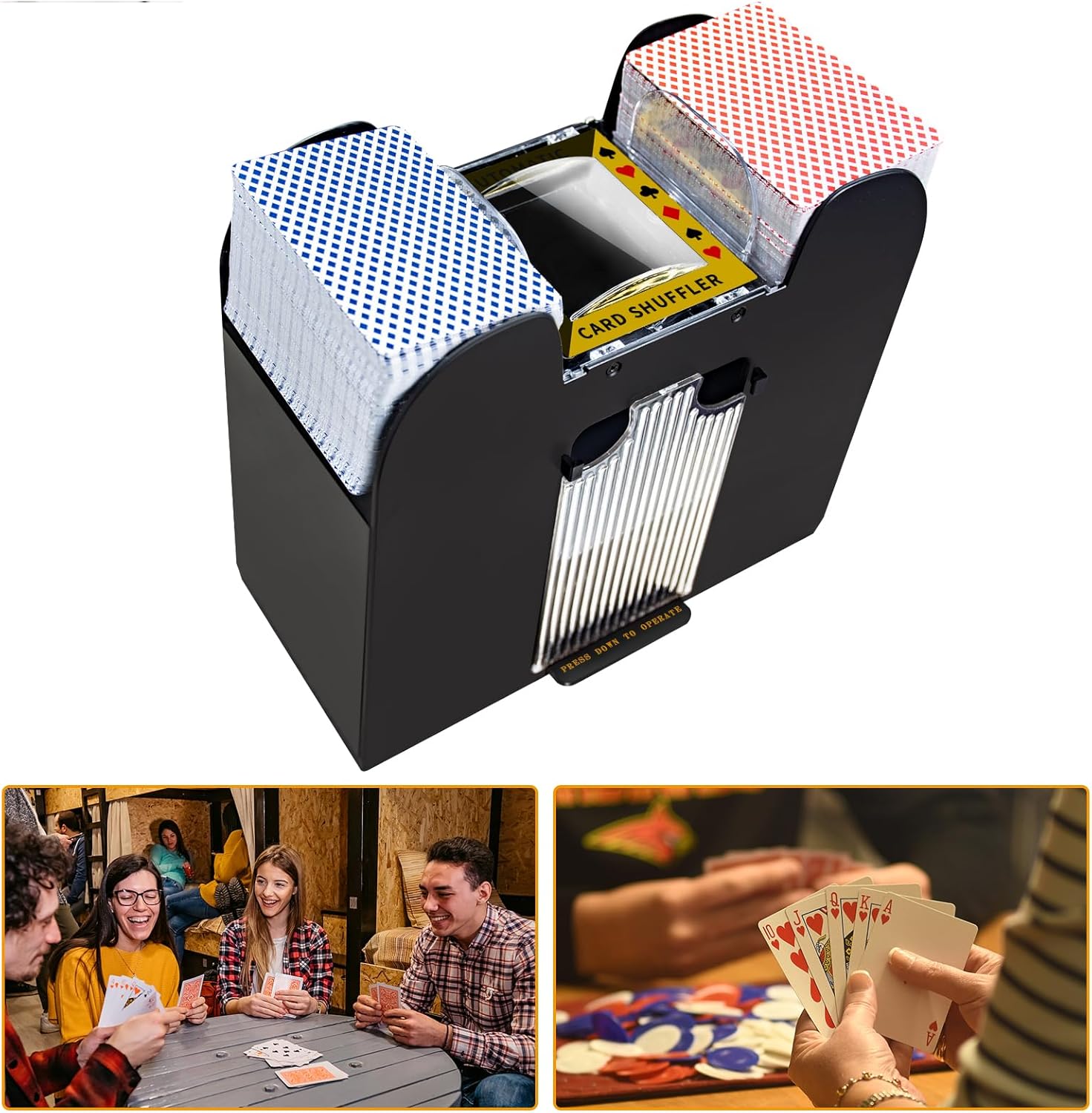 Barajador de cartas de 6 barajas, barajador automático de tarjetas, barajador de cartas para el hogar, ONU, viajes, Skip-Bo, Phase 10, Texas Hold’em