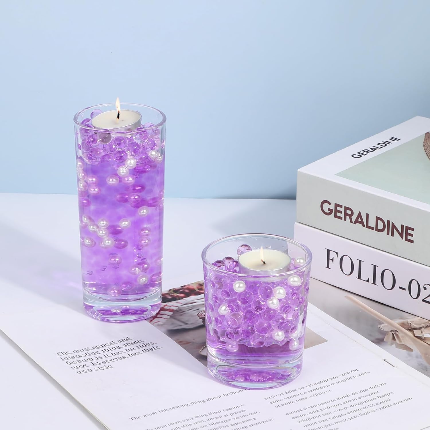 20000 cuentas de agua moradas para jarrones, cuentas de gel de cristal redondas para velas flotantes, decoración floral, fiesta de Navidad y