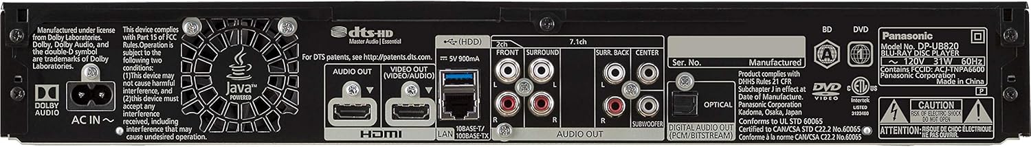 DP-UB820 Código de zona de región Reproductor de Blu Ray 4K Ultra HD con OREI – Voltaje de 110 V solo – 4K UHD – WiFi – PALNTSC