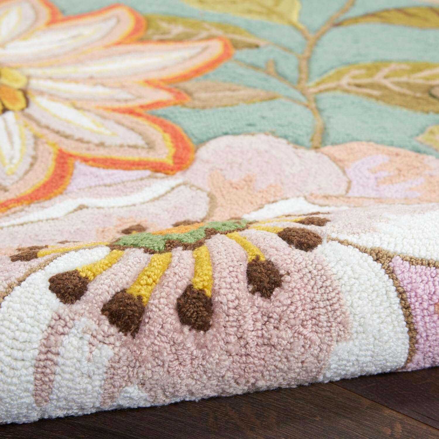 Nourison Fantasy Aqua – Alfombra de área de 8 x 10 pies 6 pulgadas, moderna, floral, para dormitorio, sala de estar, comedor, cocina, fácil