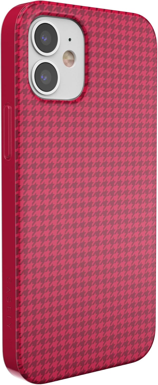 Casely Funda para iPhone 11  Mejor vestida  Funda rosa de pata de gallo