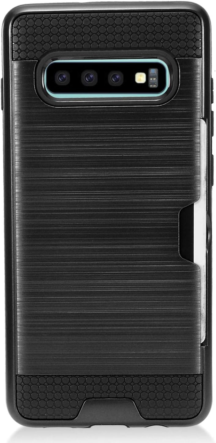 Eaglecell – Compatible con Samsung Galaxy S10+, S10 Plus (6.4″) SM-G975 – Funda híbrida cepillada con ranura para tarjeta de crédito – CS2 Negro