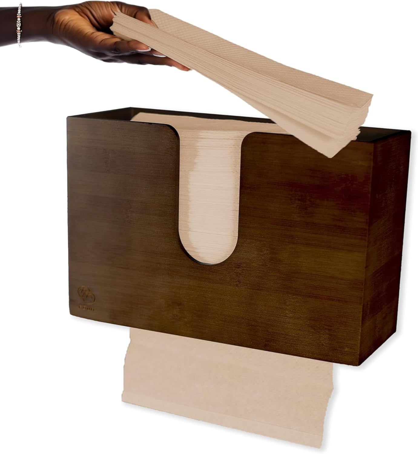 Dispensador de bambú multiuso para toallas de papel, para montaje en pared o en encimera, para toallas de mano del baño, servilletas y pañuelos